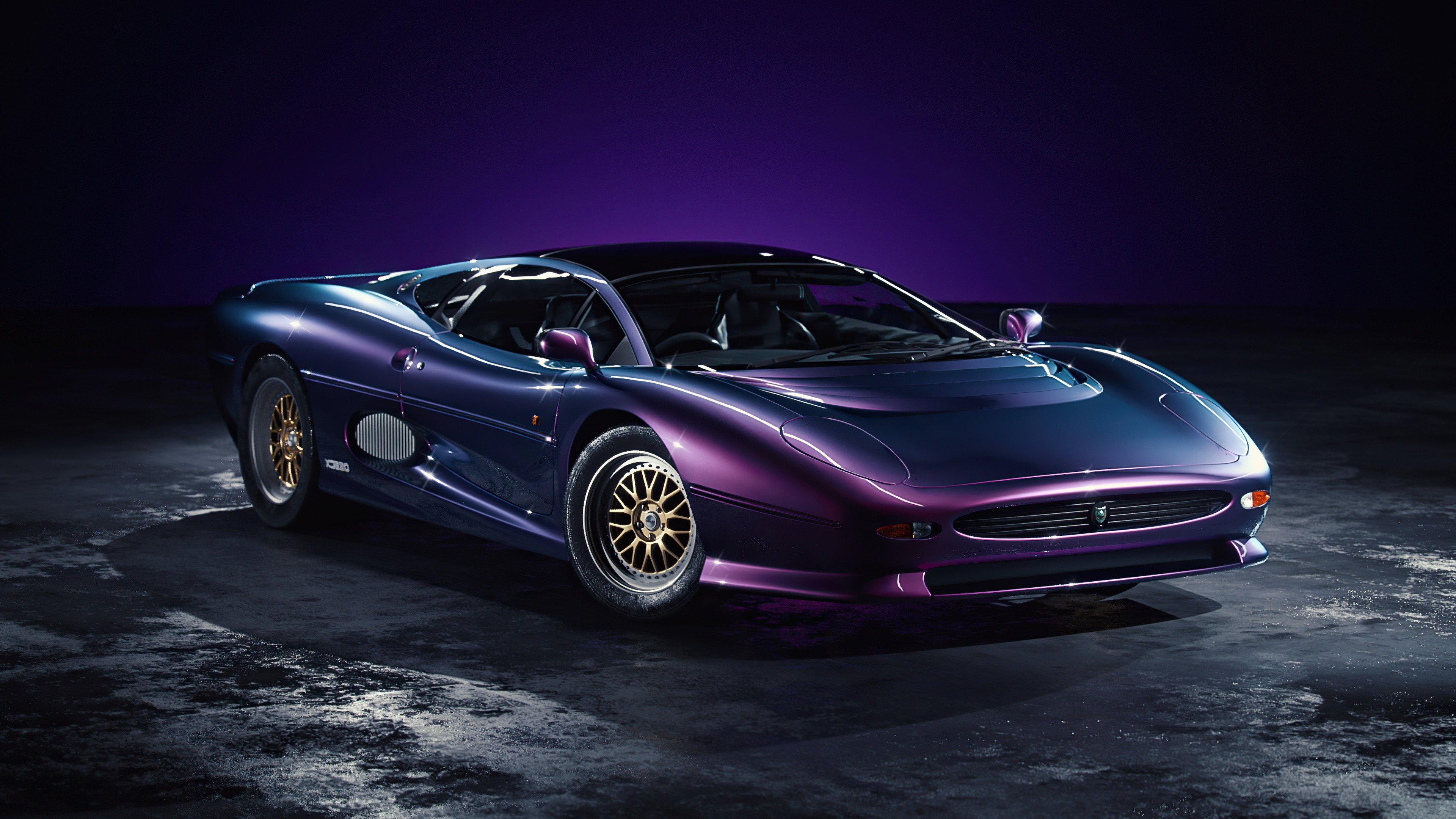 Jaguar XJ220 car in purple and blue HD Wallpaper