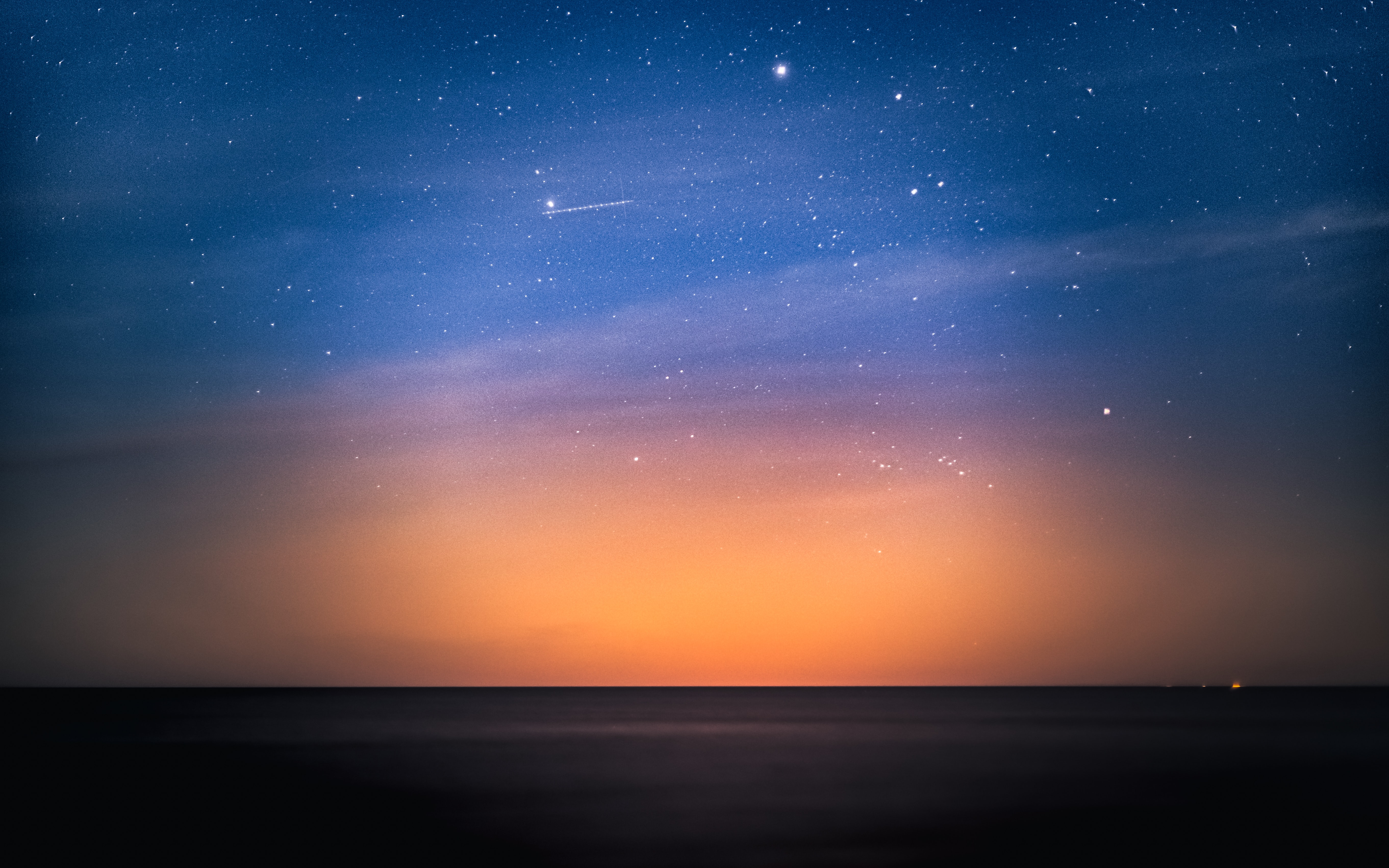 Stars over the ocean at dusk HD Wallpaper
