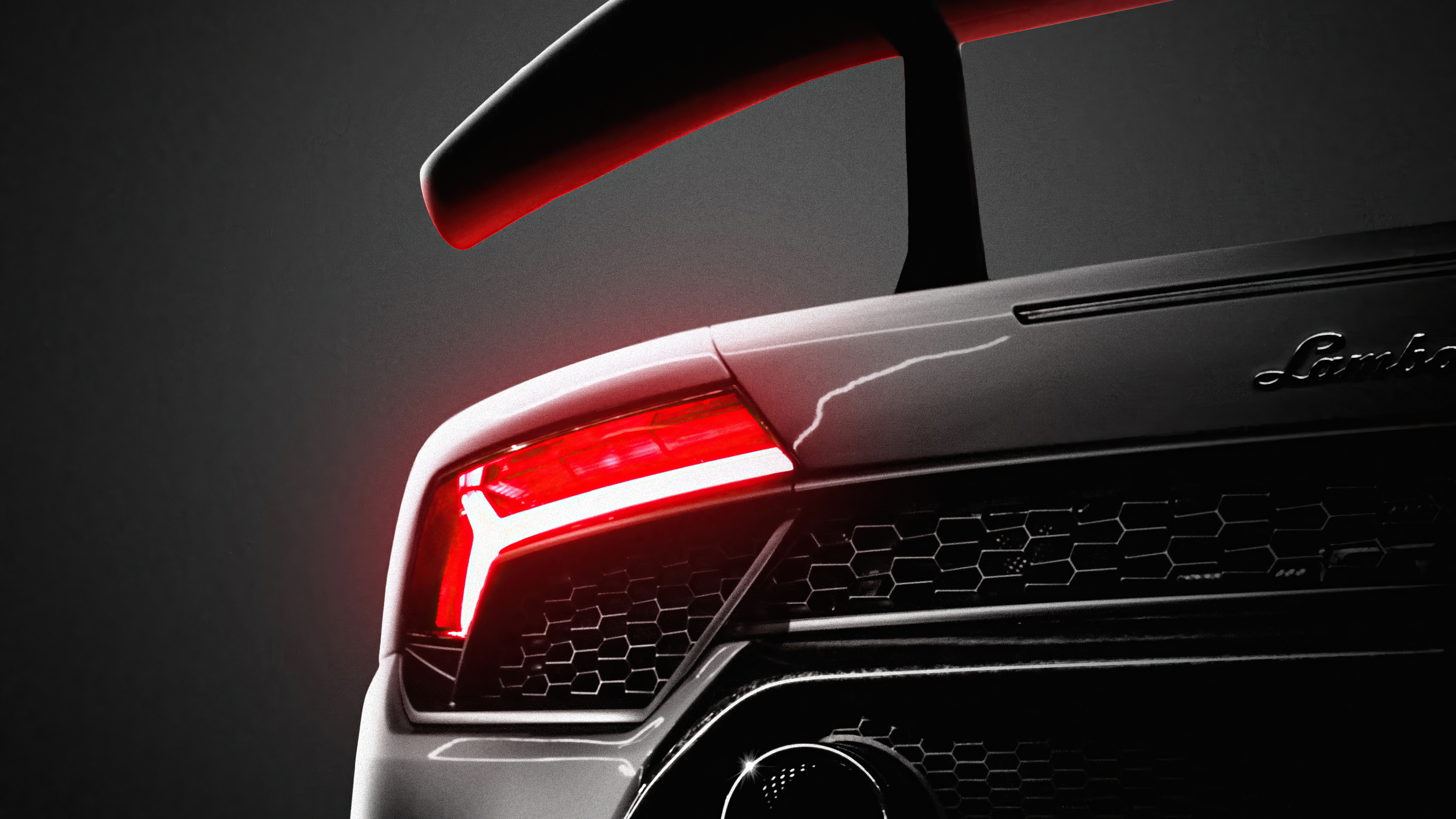 Lamborghini car rear detail with spoiler HD Wallpaper