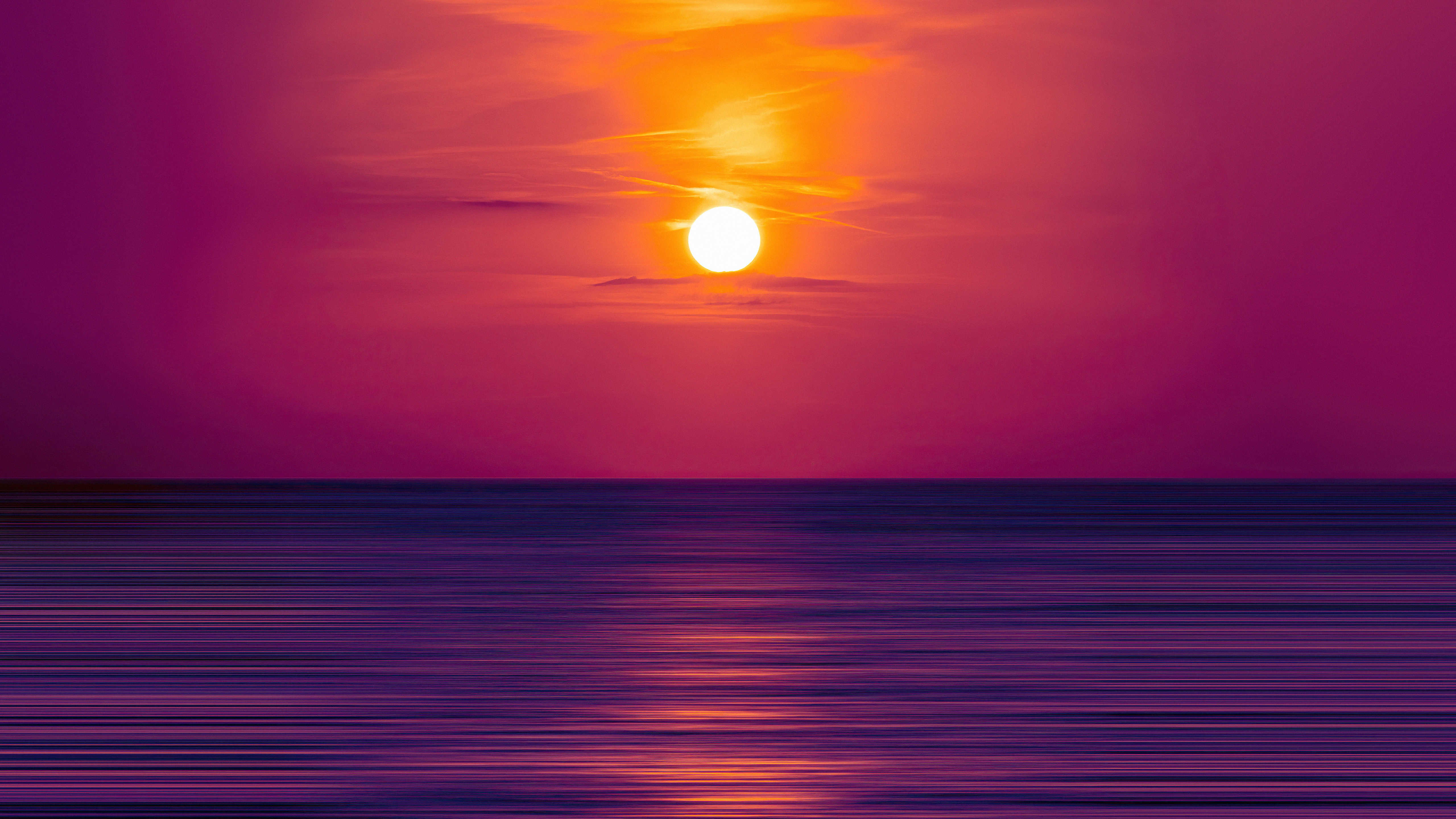 Minimalist Sunset over the Ocean HD Wallpaper