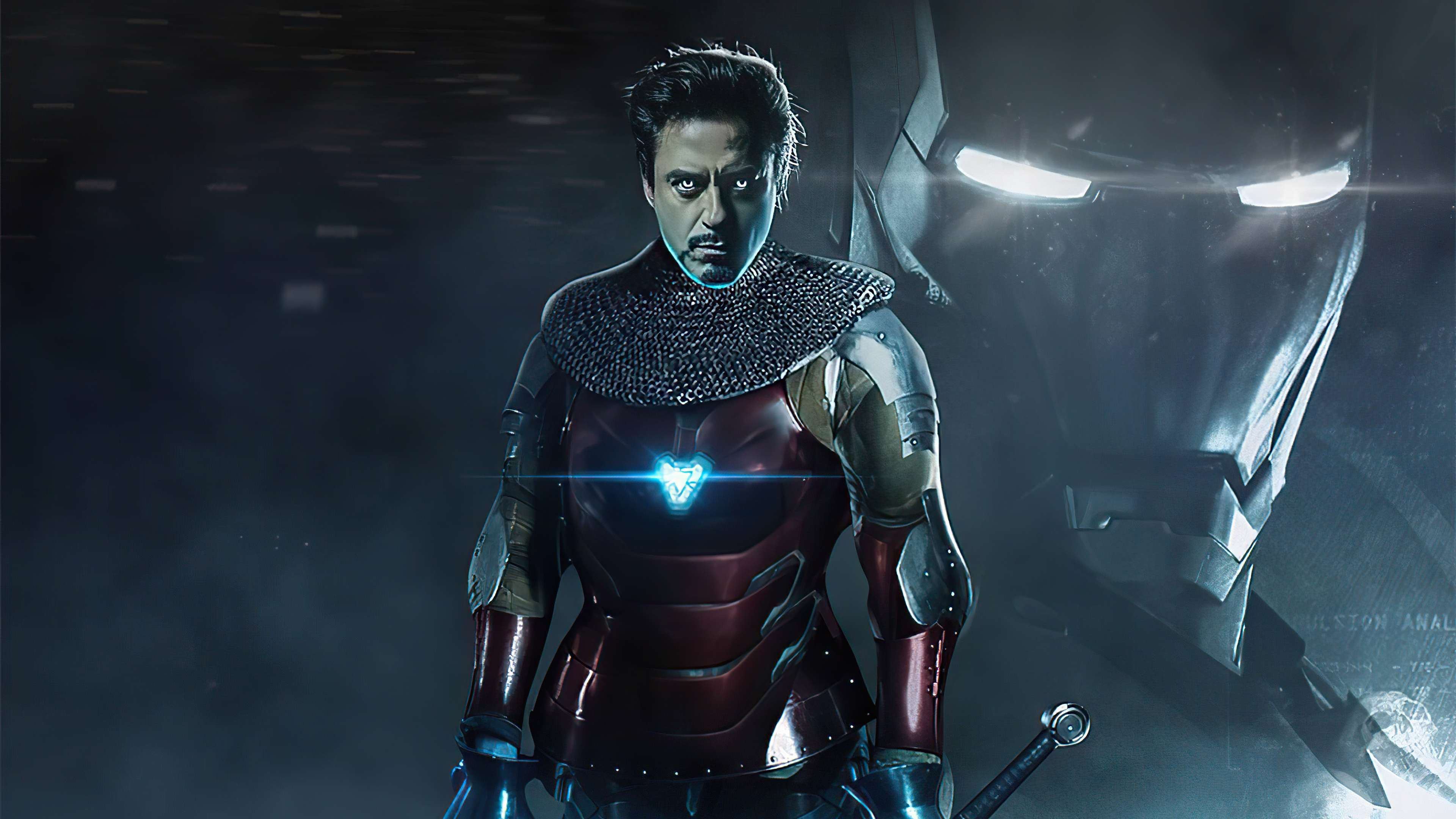 Iron Man in medieval armor with sword HD Wallpaper