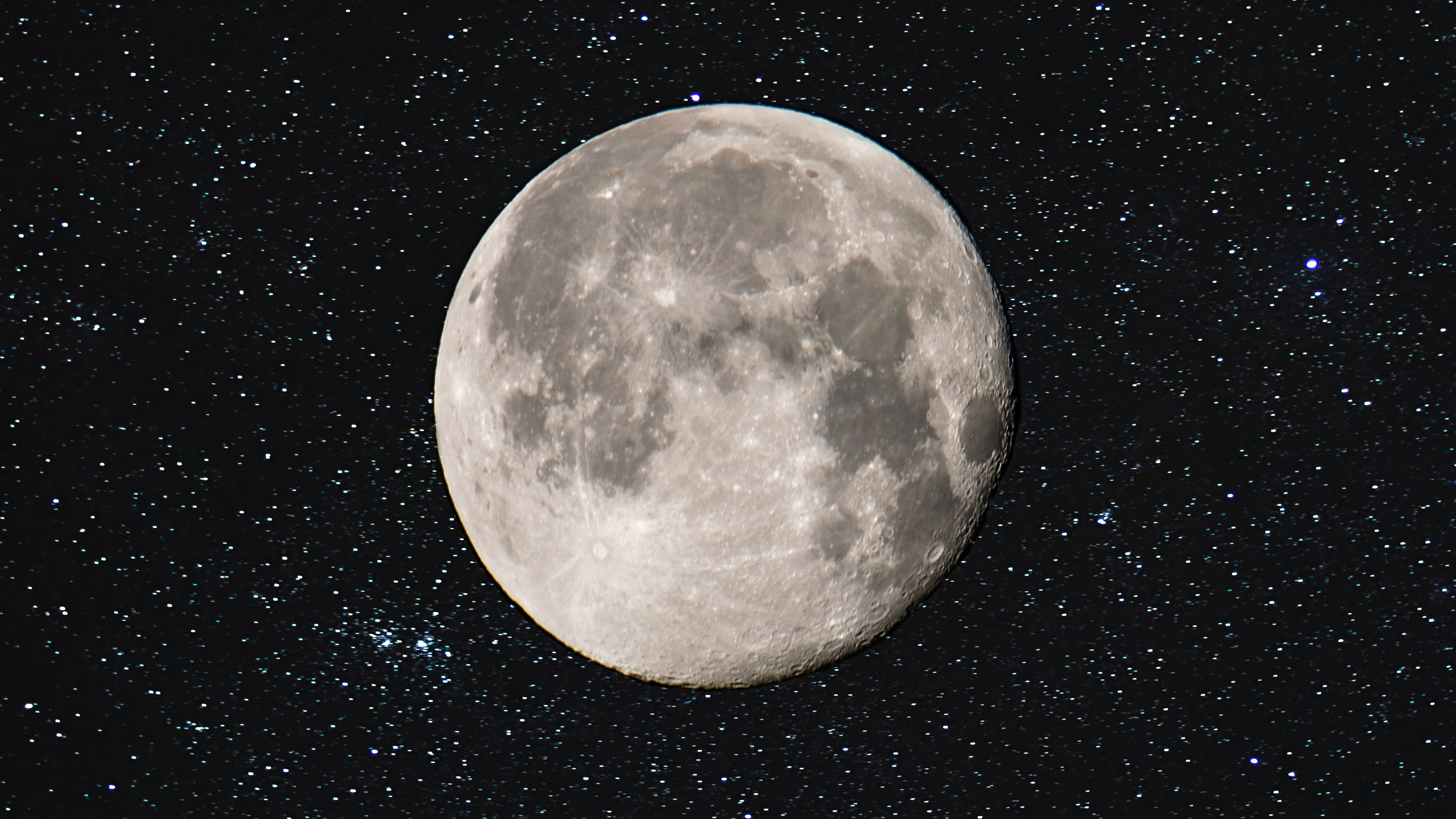The Moon in Space with Stars HD Wallpaper