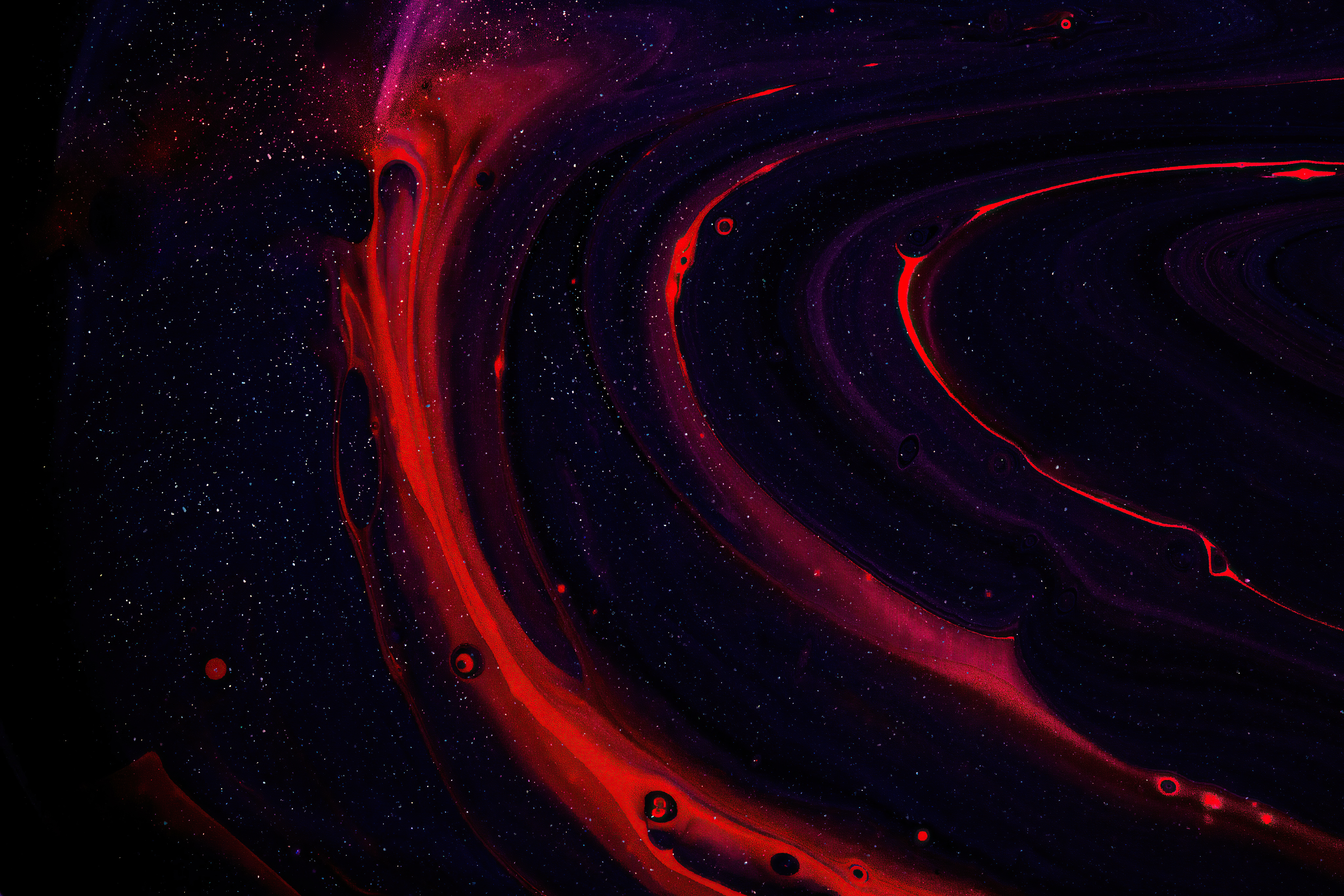 Abstract Red and Purple Swirls with Stars 4K HD Wallpaper