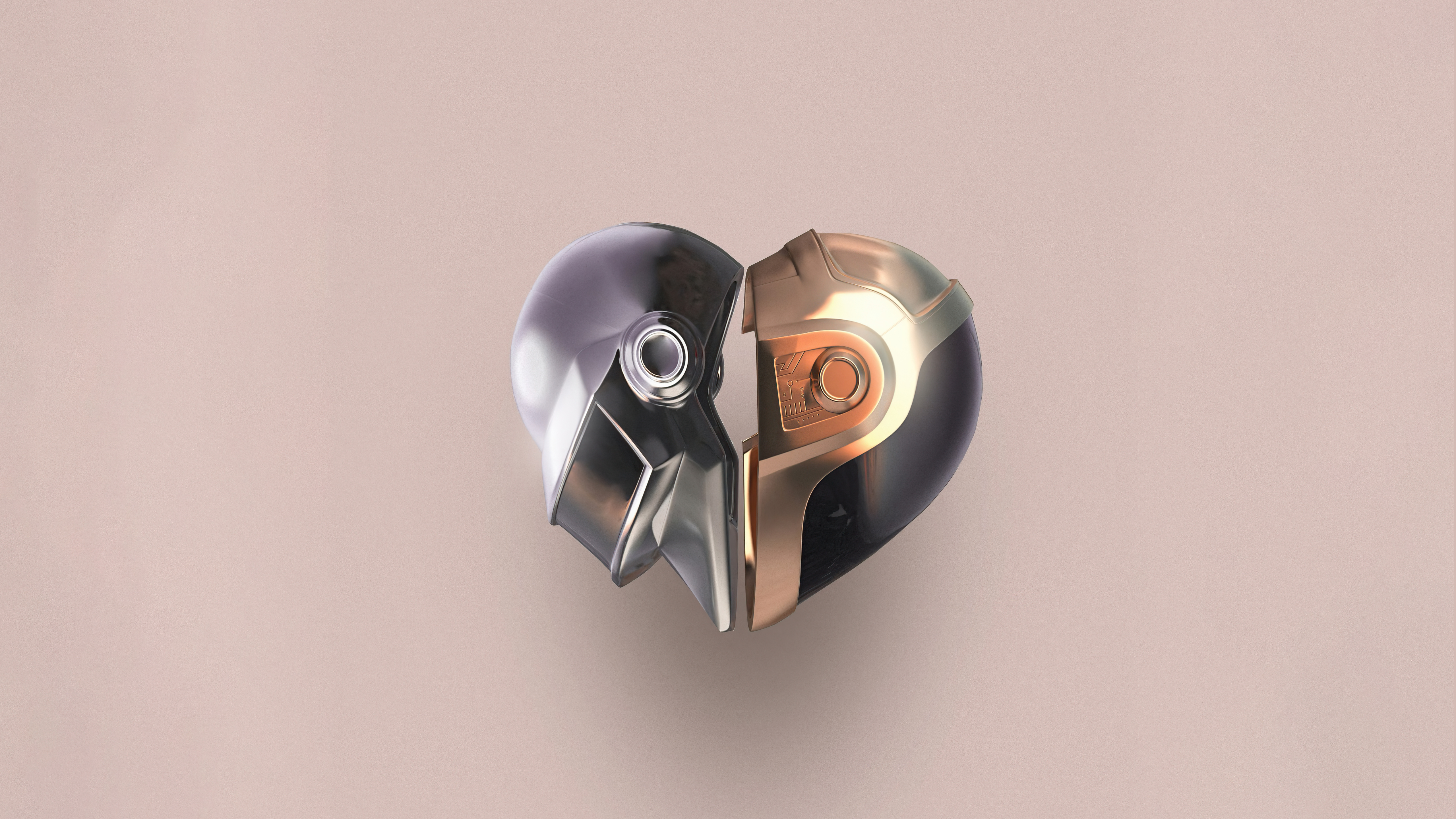 Daft Punk helmets forming a heart shape HD Wallpaper