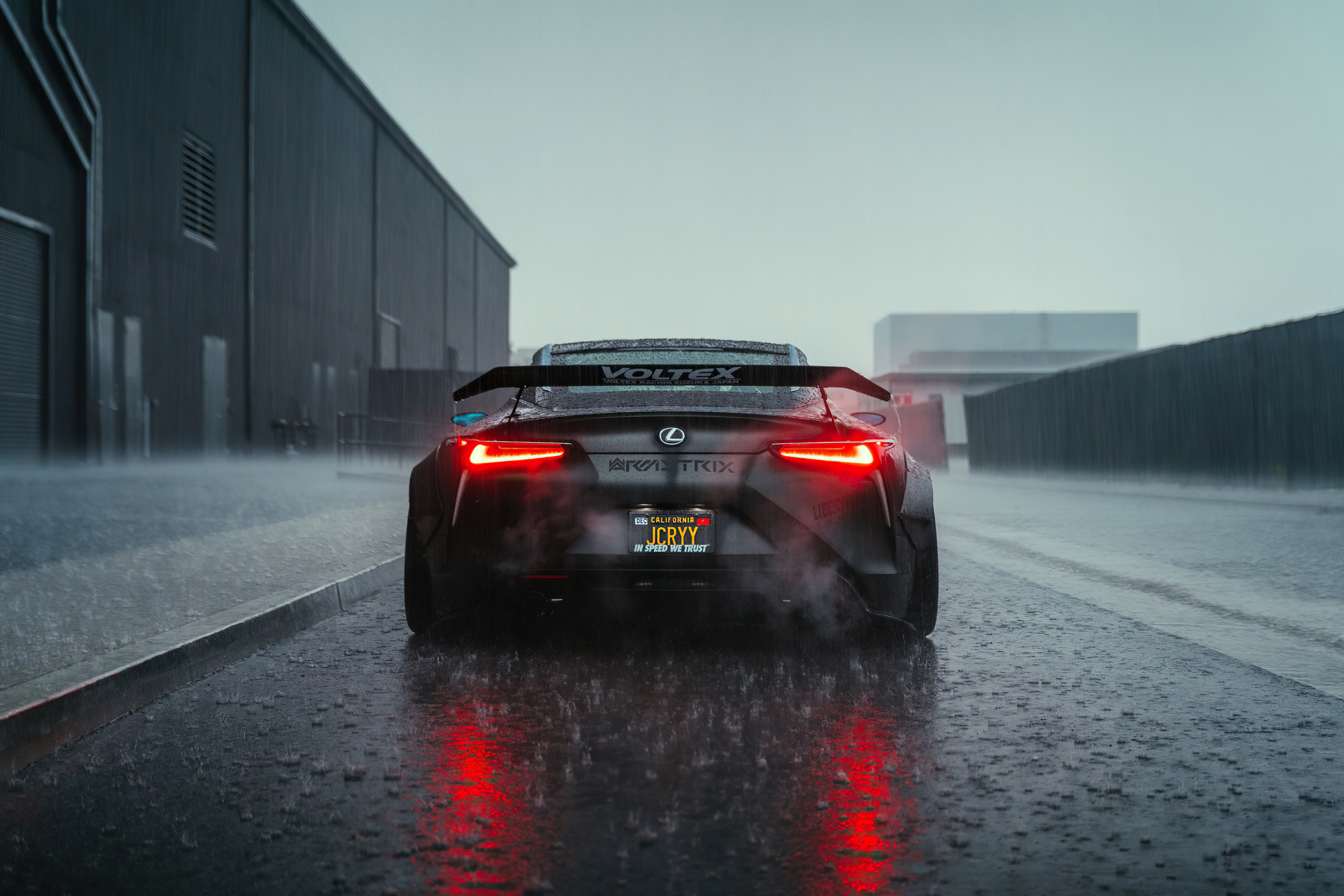 Lexus RC F GT3 Voltex car in rain HD Wallpaper