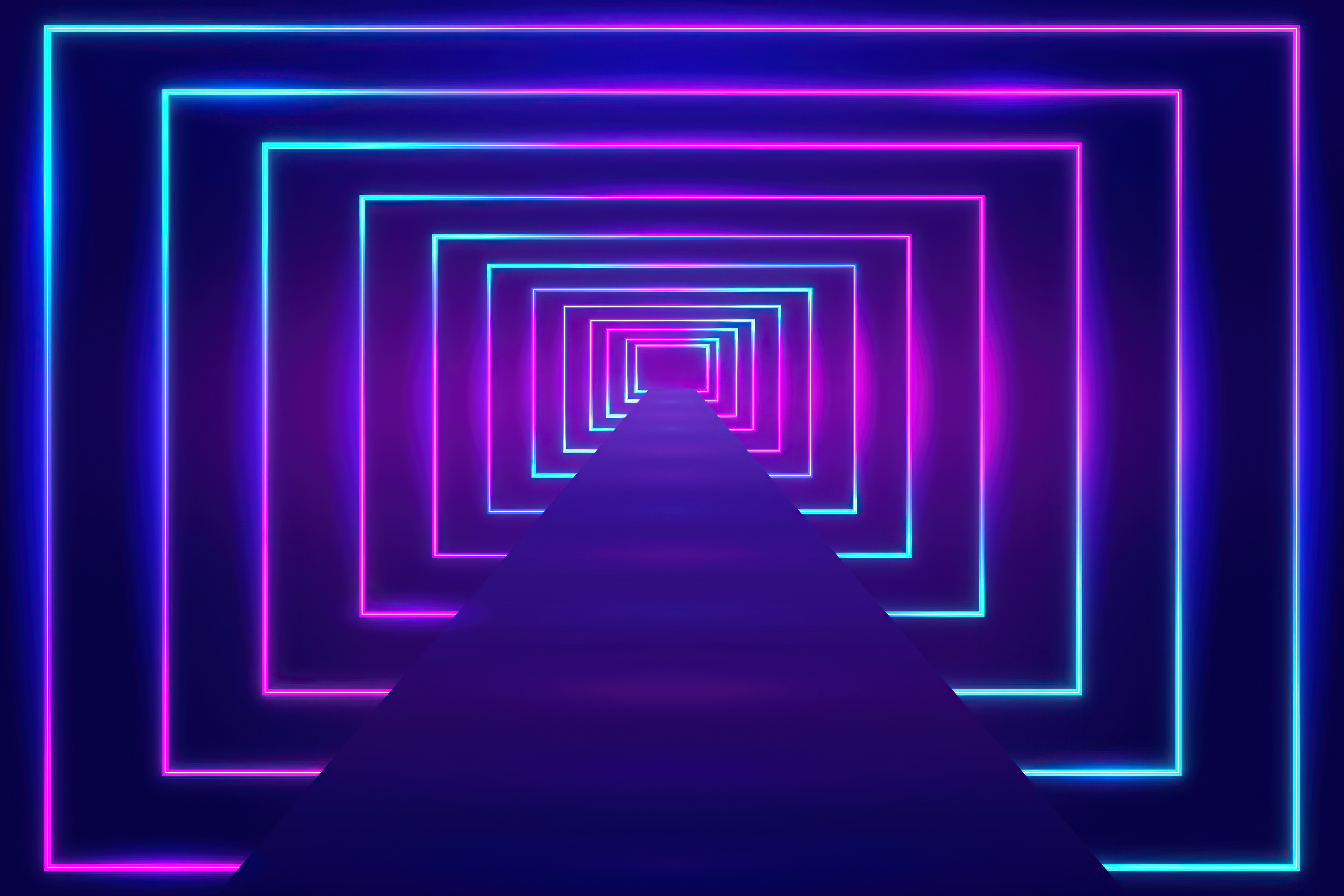 Abstract Neon Squares Tunnel 4K HD Wallpaper