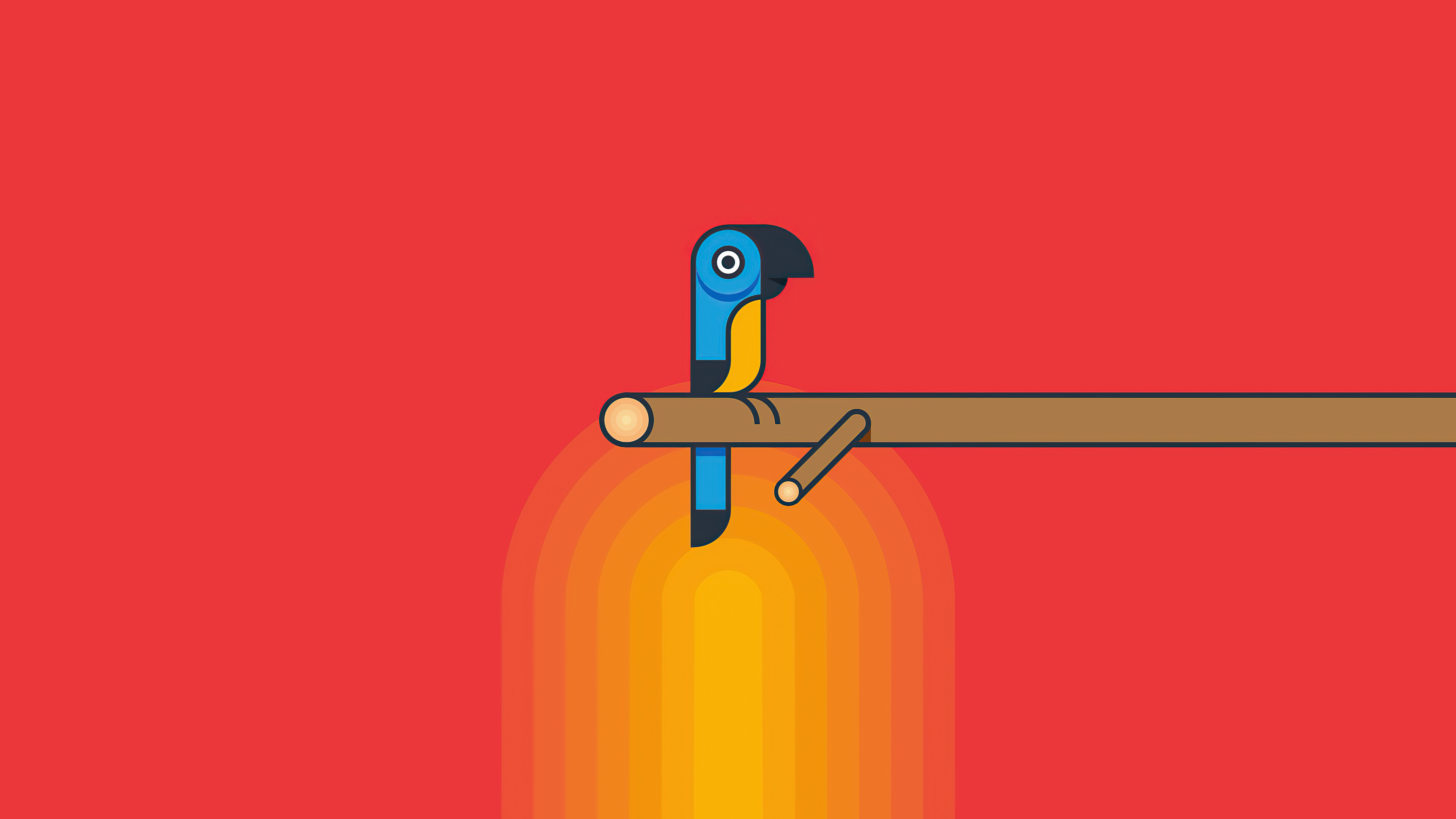 Minimalist parrot on a branch with abstract background HD Wallpaper