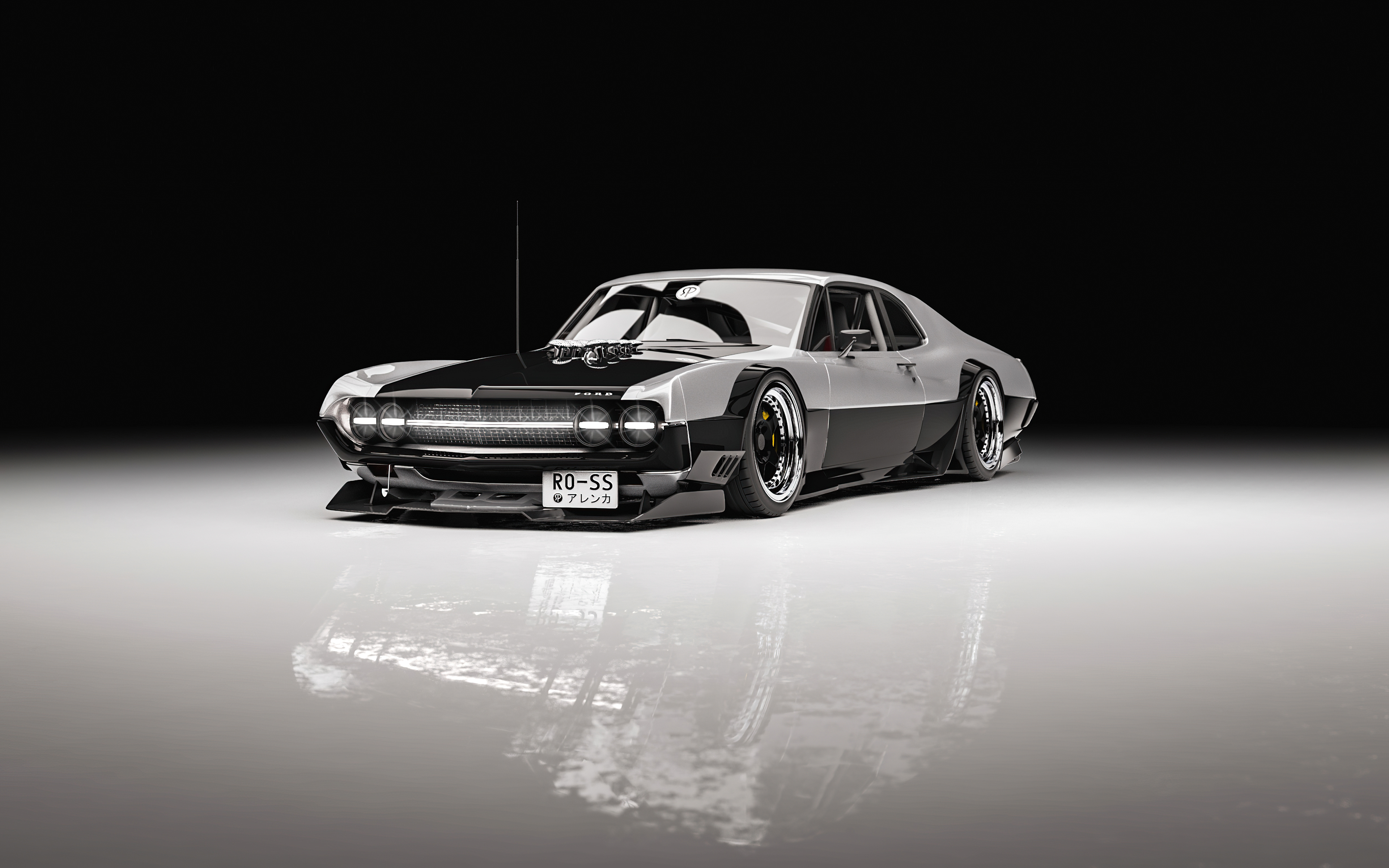 Digital artwork of a modified Ford car HD Wallpaper