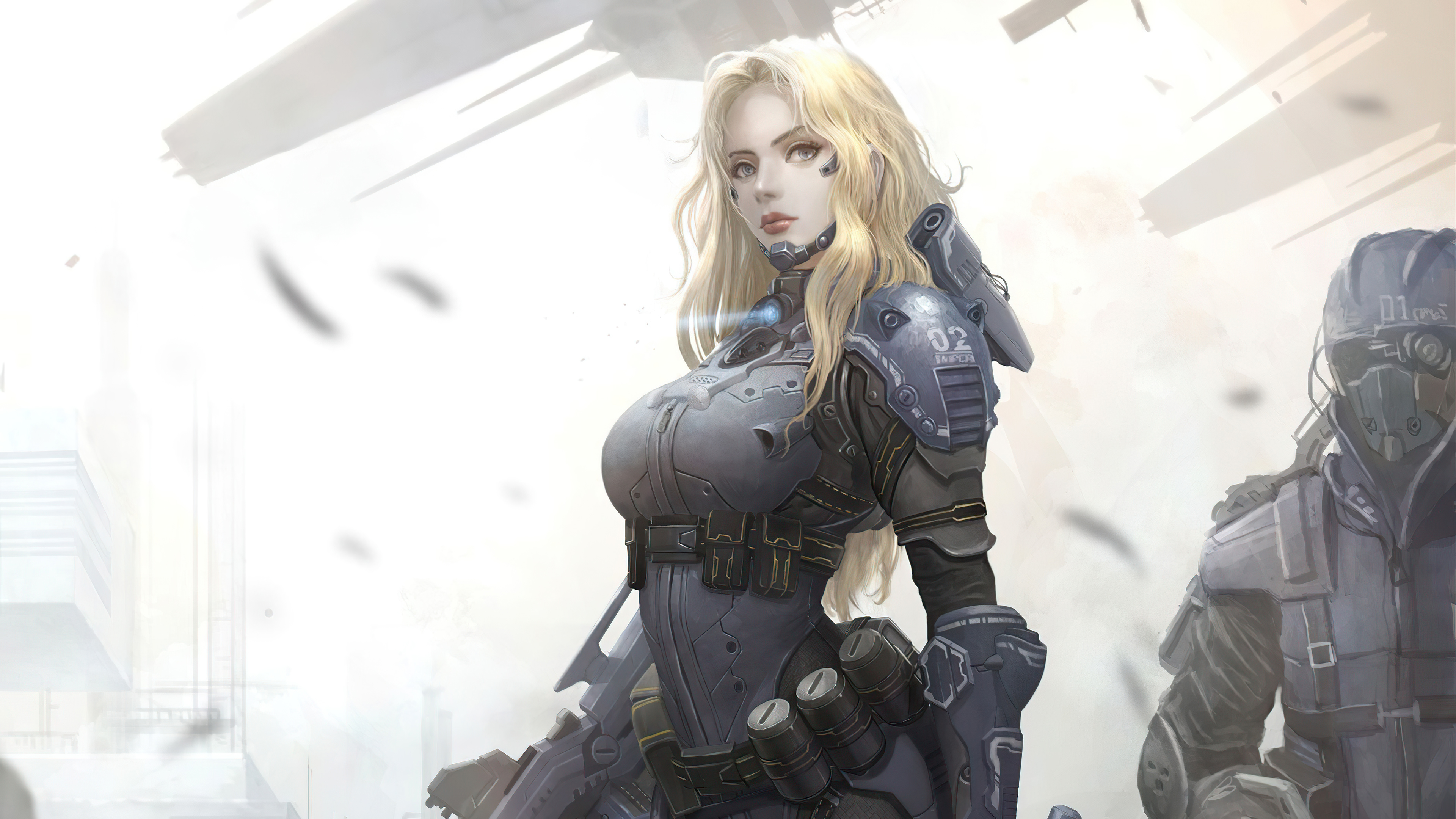 Sci-fi artwork of two soldiers in armor HD Wallpaper