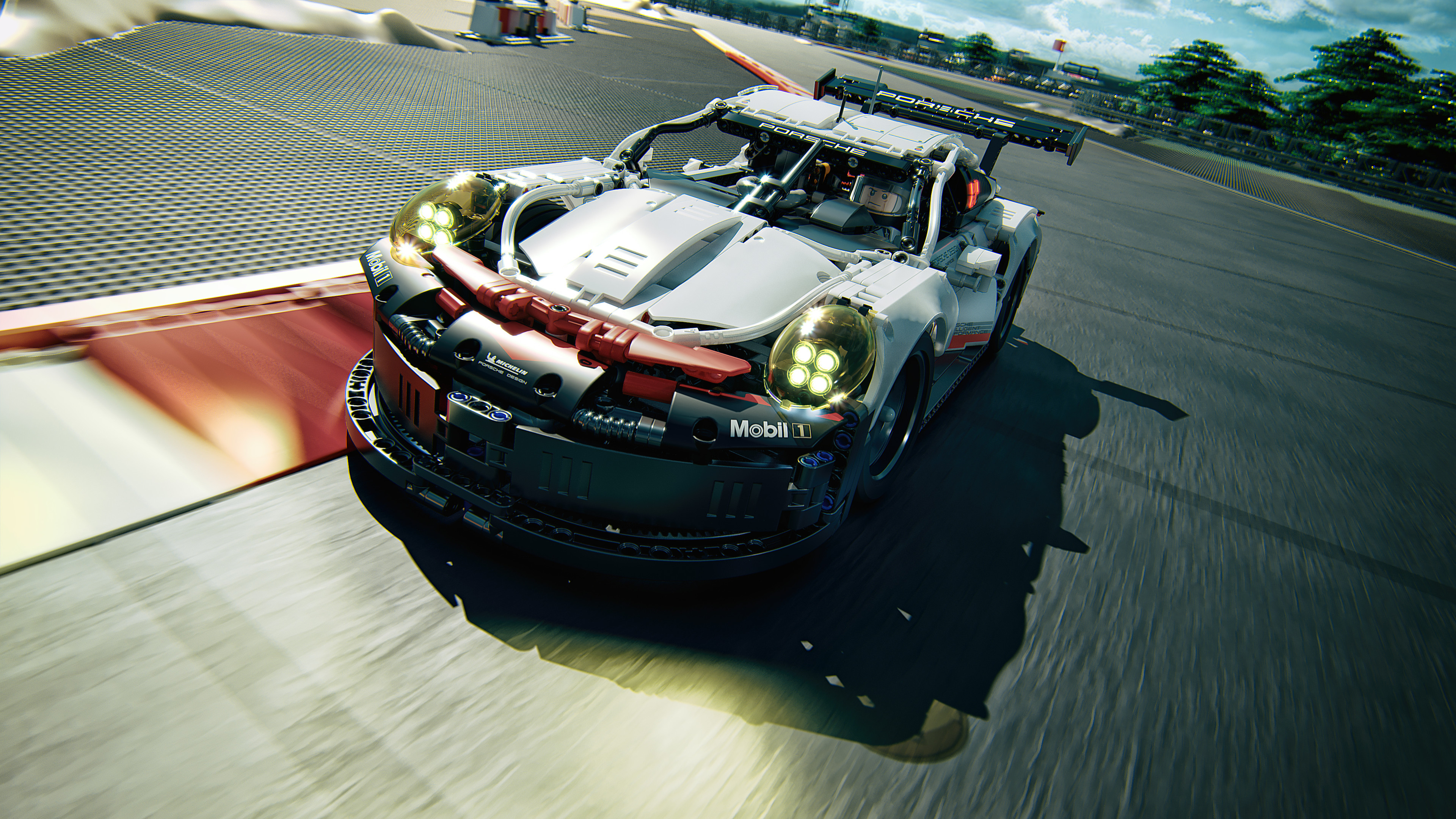 Lego Porsche 911 GT3 RS on a Race Track HD Wallpaper