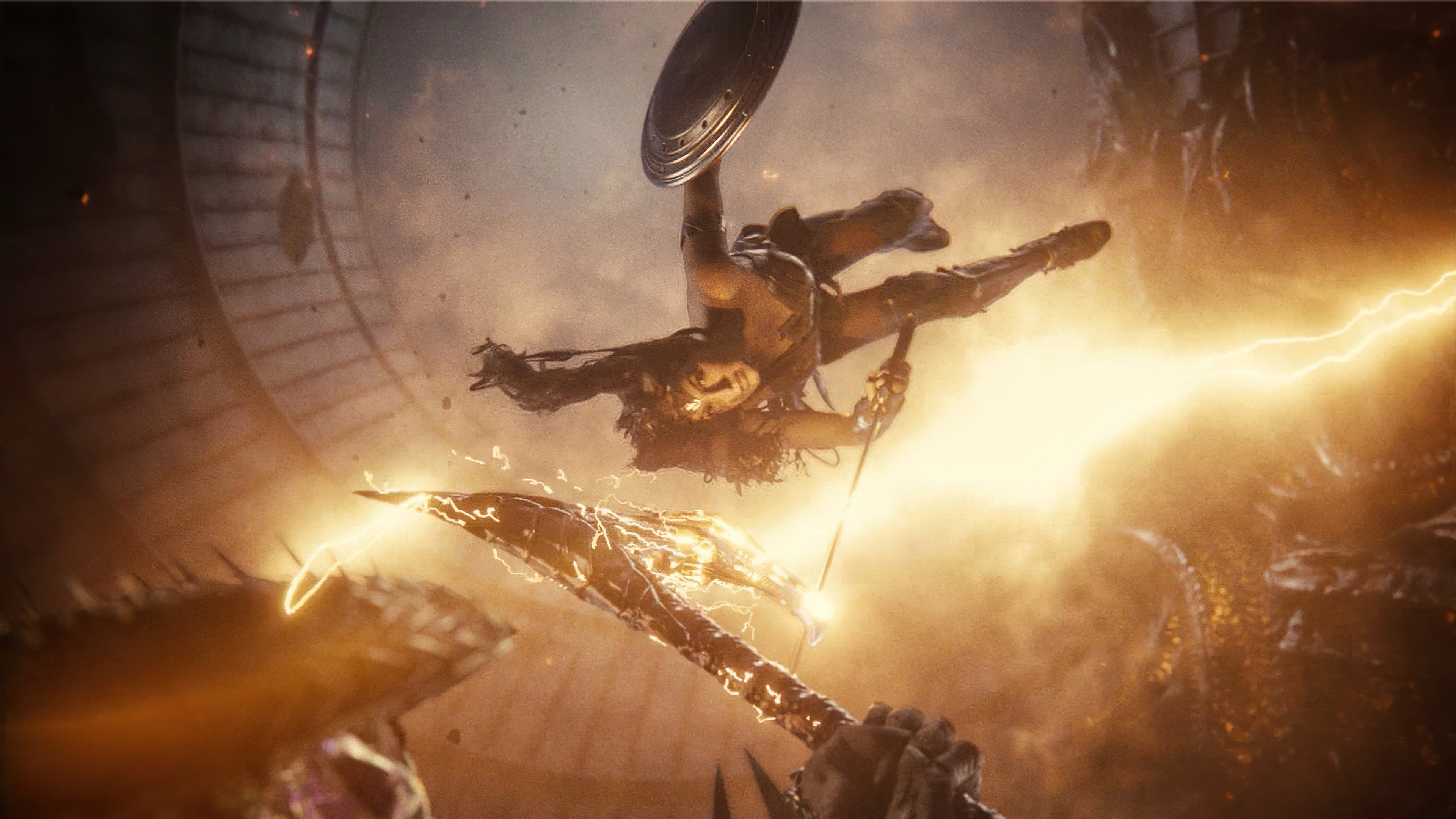 Wonder Woman in battle with lightning HD Wallpaper