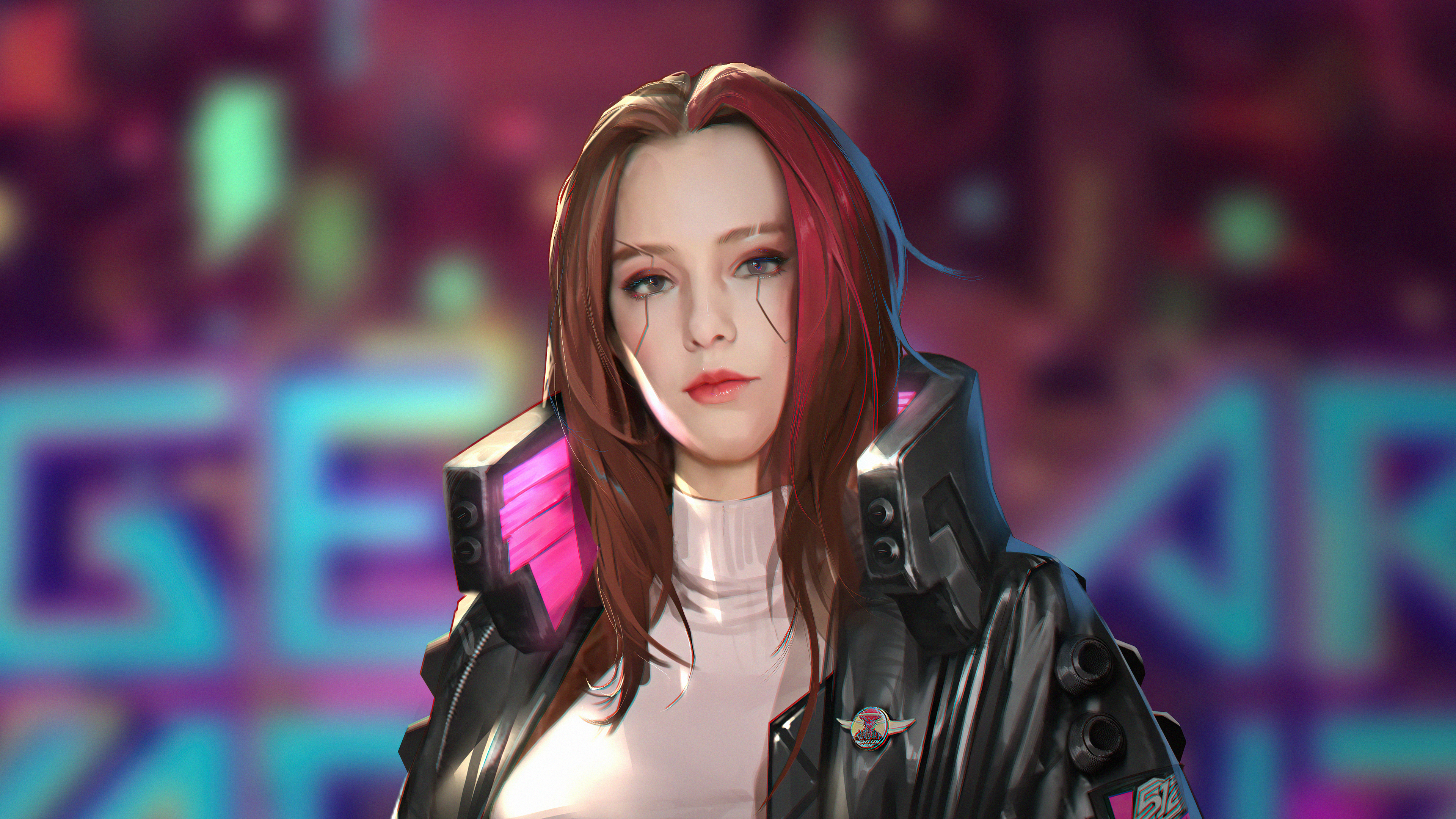 Cyberpunk 2077 character with cybernetic implants HD Wallpaper