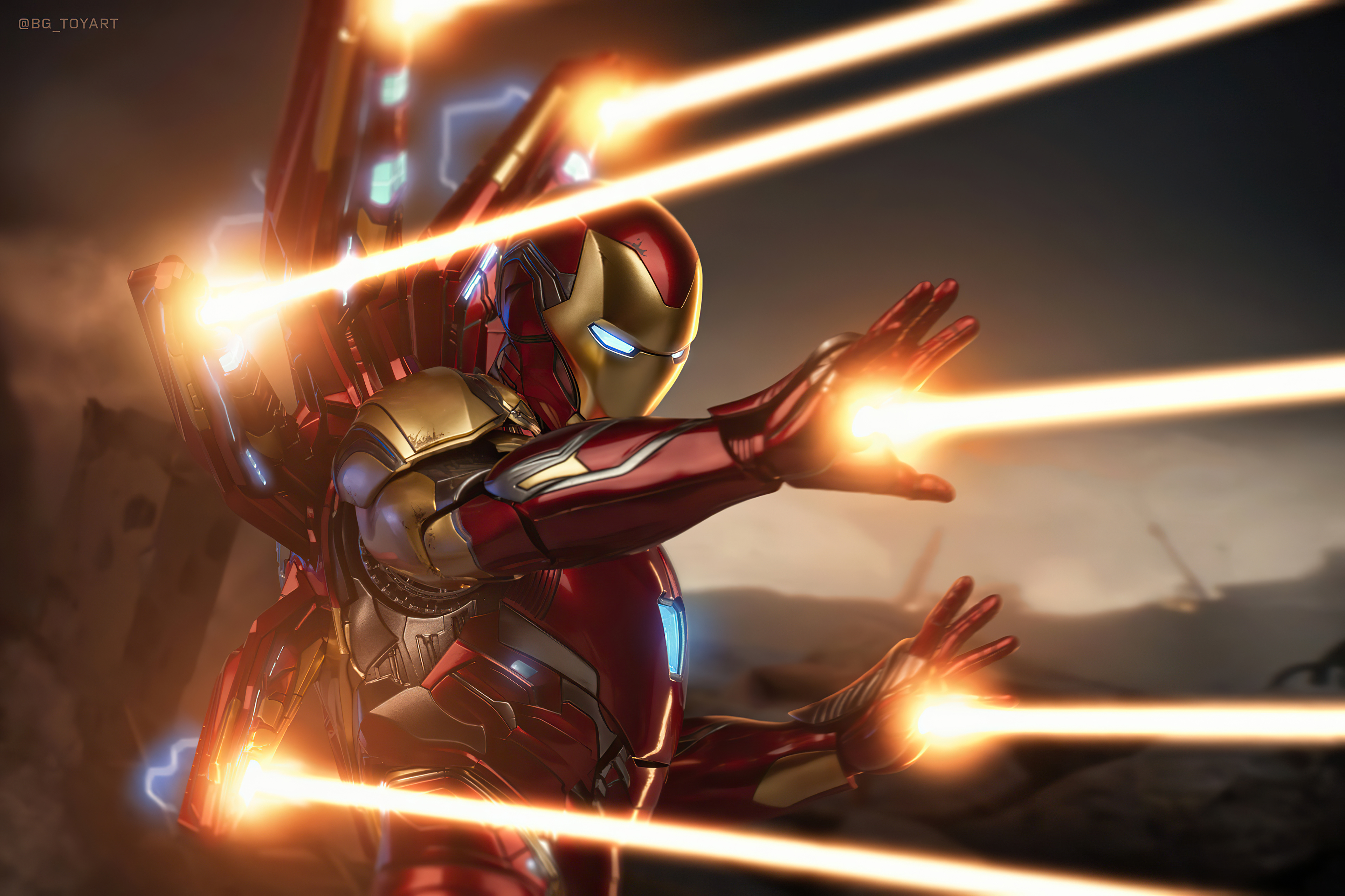 Iron Man firing repulsor rays HD Wallpaper