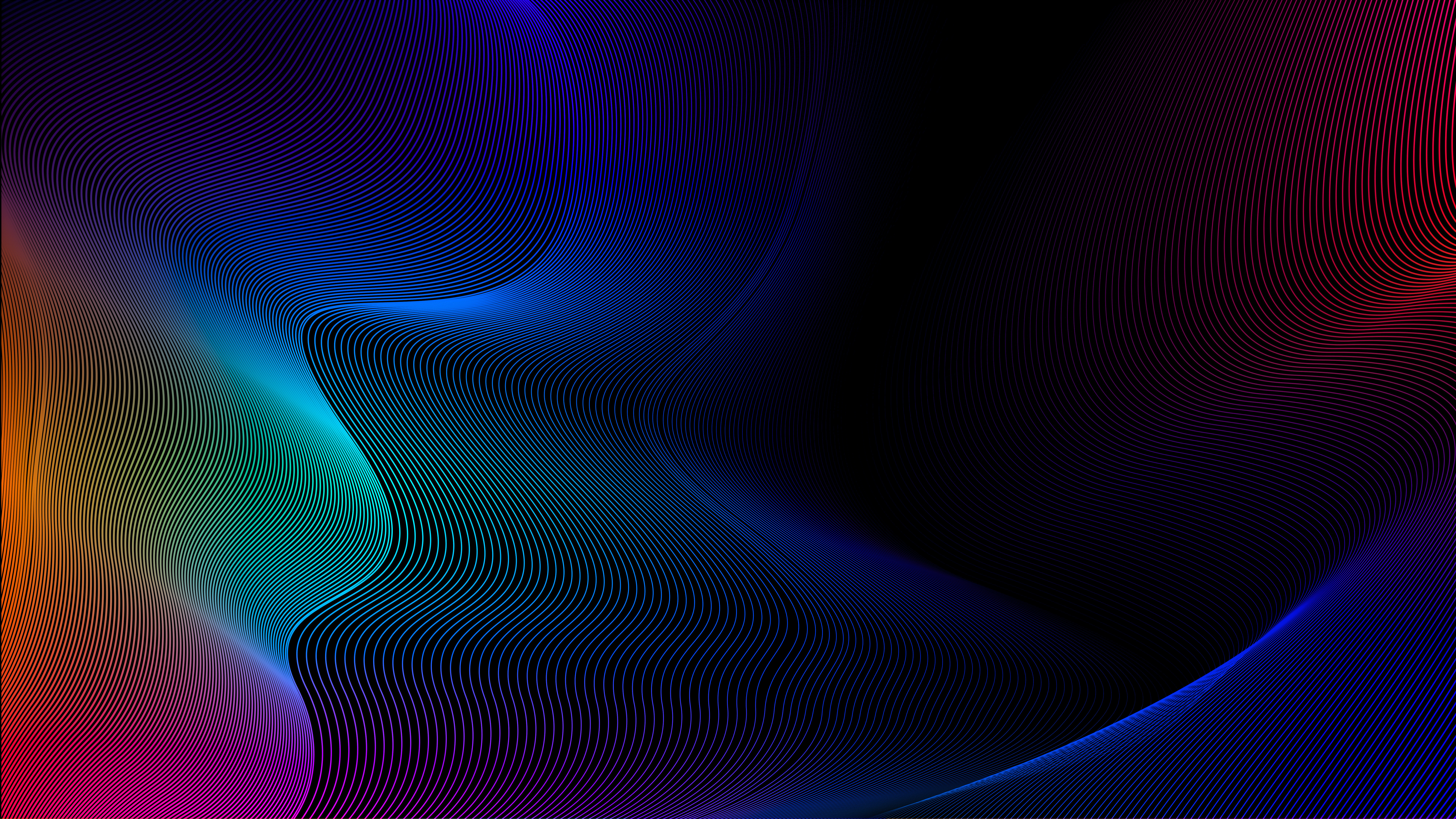 Abstract digital art with colorful wavy lines HD Wallpaper