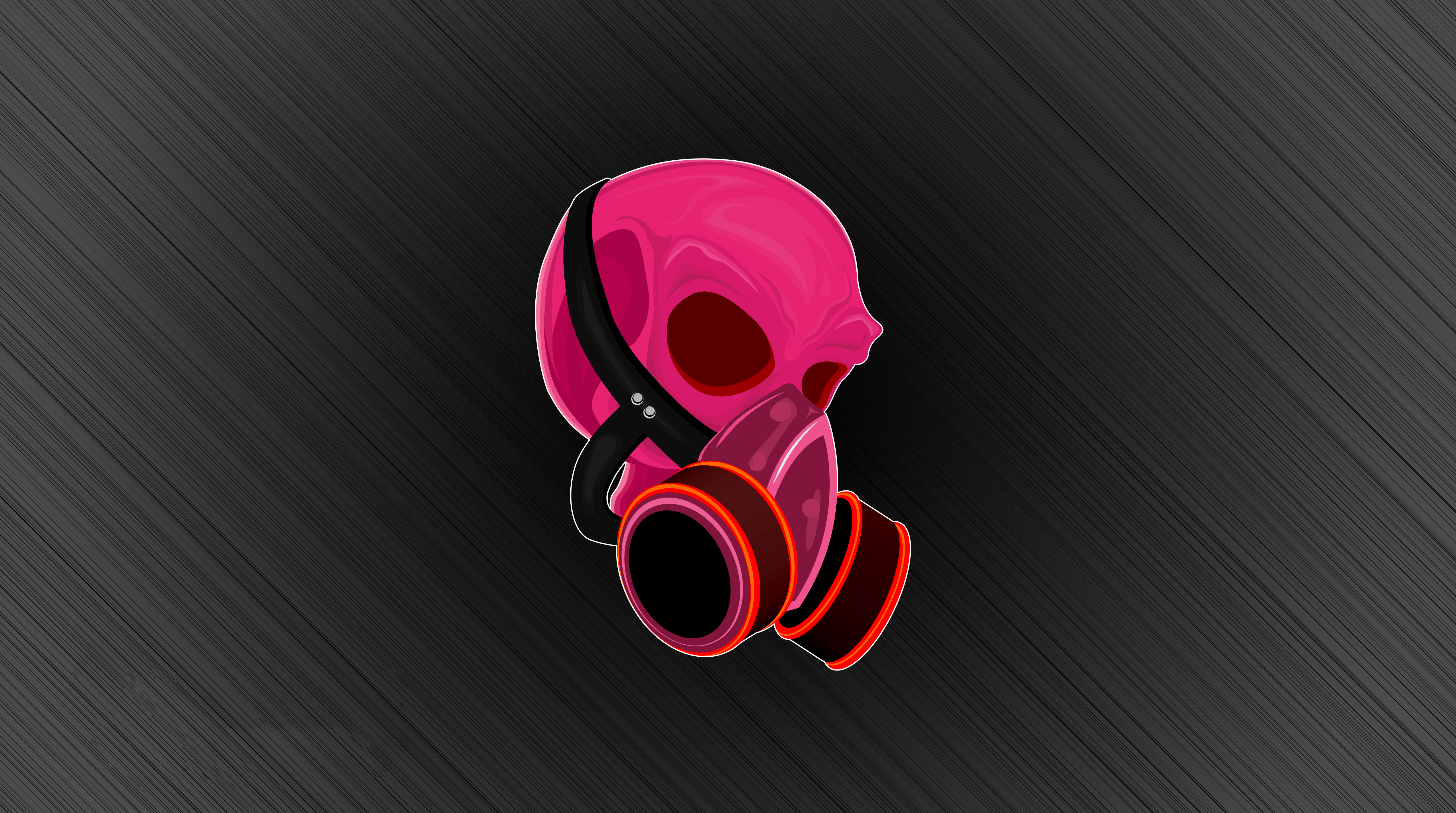 Pink skull with gas mask, minimalist digital art HD Wallpaper