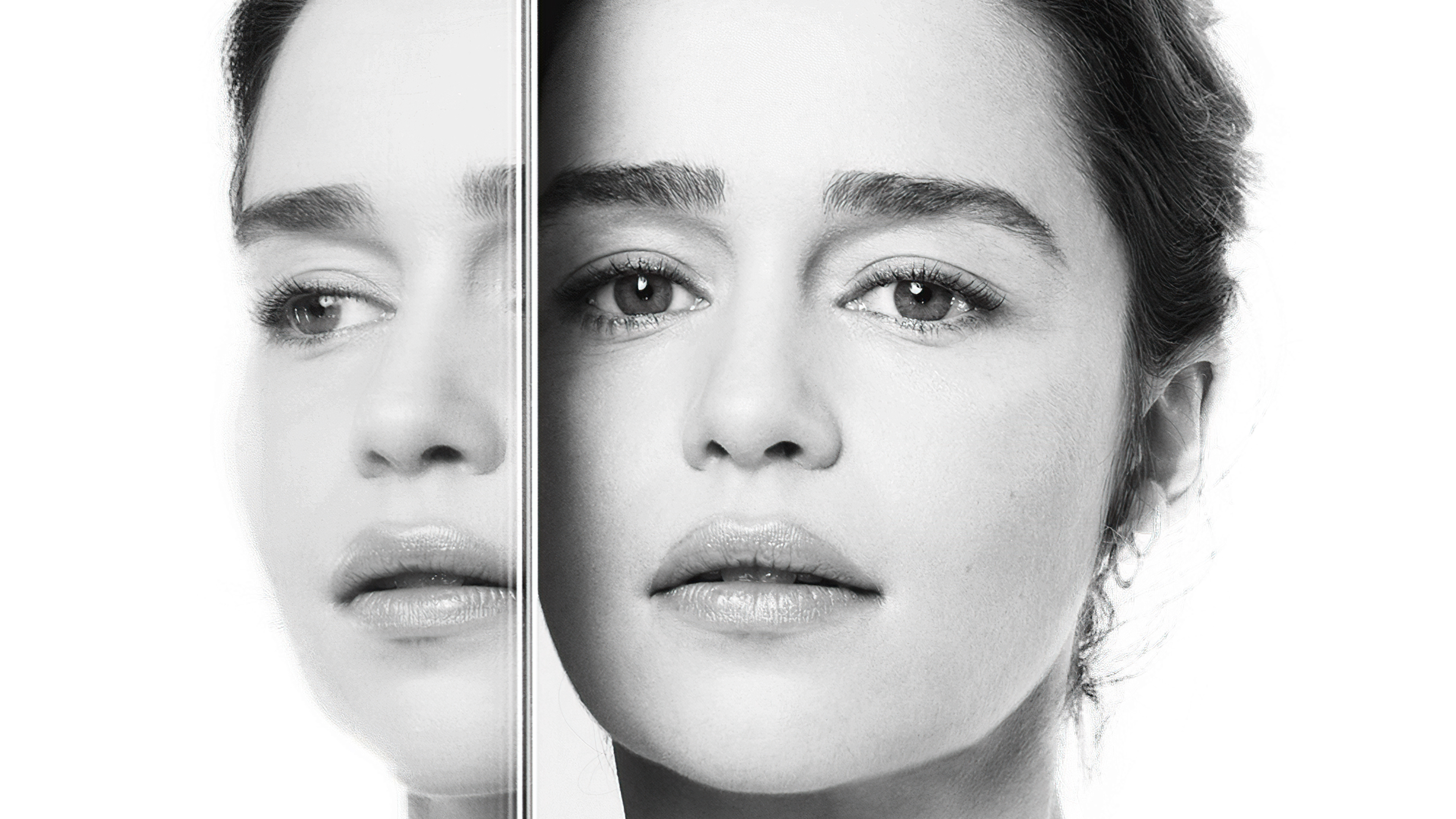 Emilia Clarke monochrome portrait HD Wallpaper