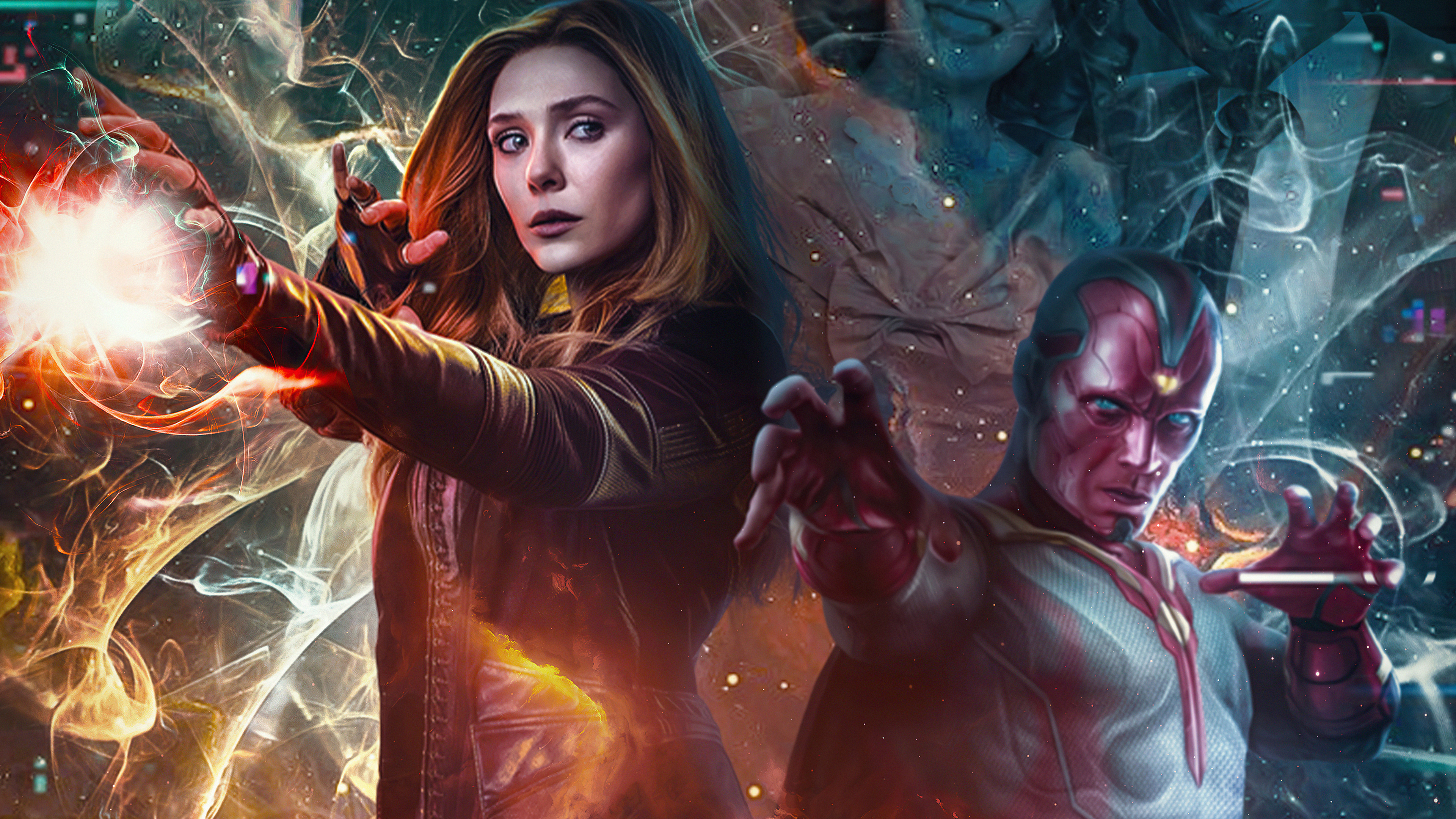 Scarlet Witch and Vision from WandaVision 4K poster HD Wallpaper