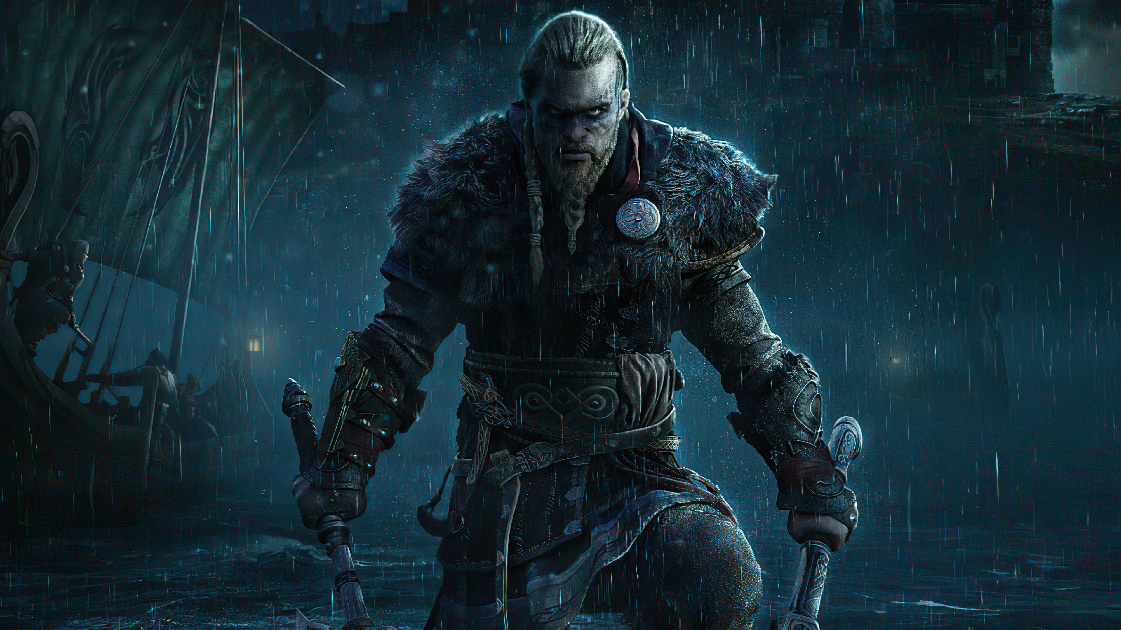 Eivor from Assassin's Creed Valhalla in the rain HD Wallpaper