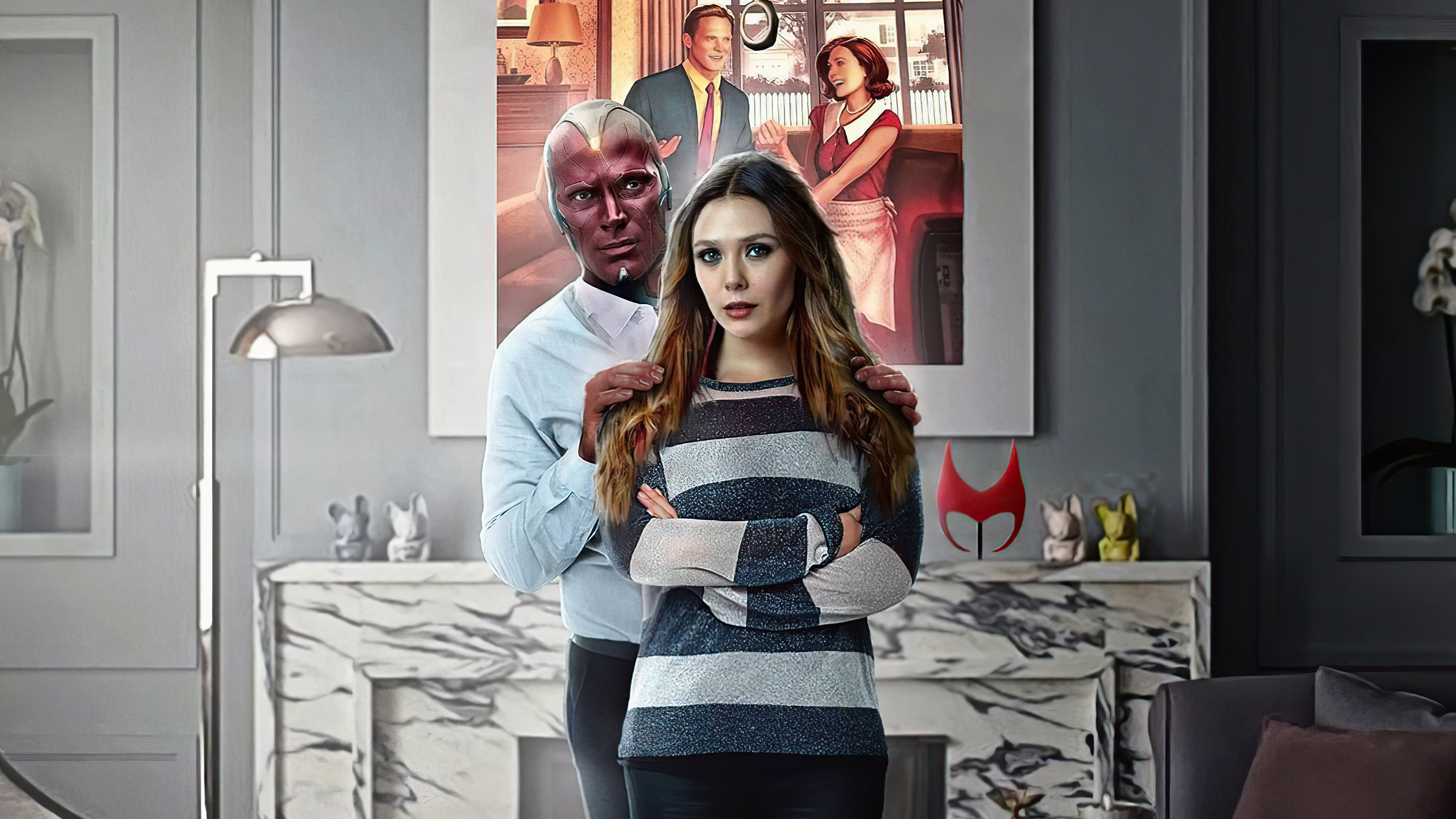 Wanda Vision poster with Scarlet Witch and Vision HD Wallpaper