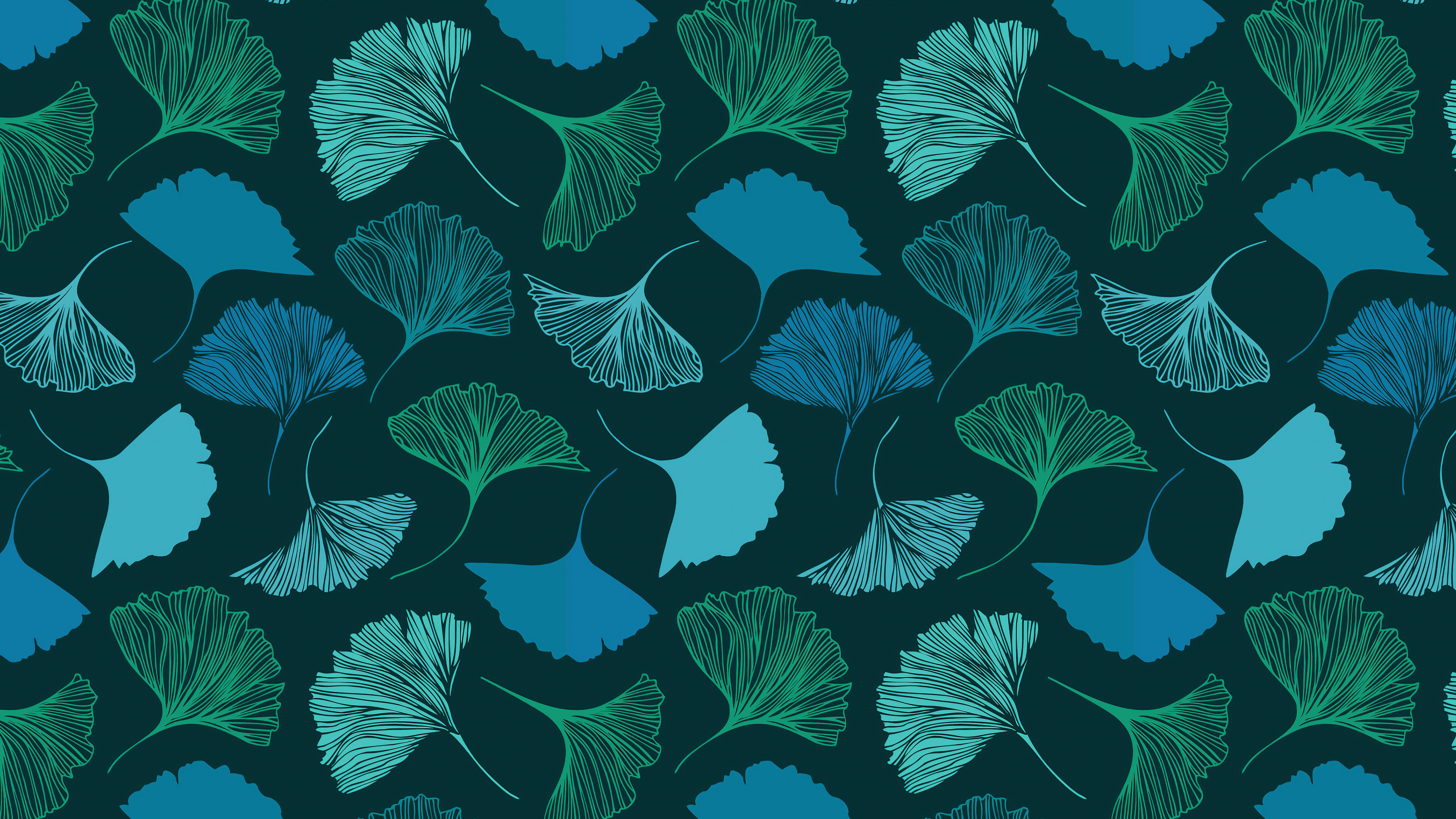 Ginkgo leaf pattern abstract artwork 4K HD Wallpaper