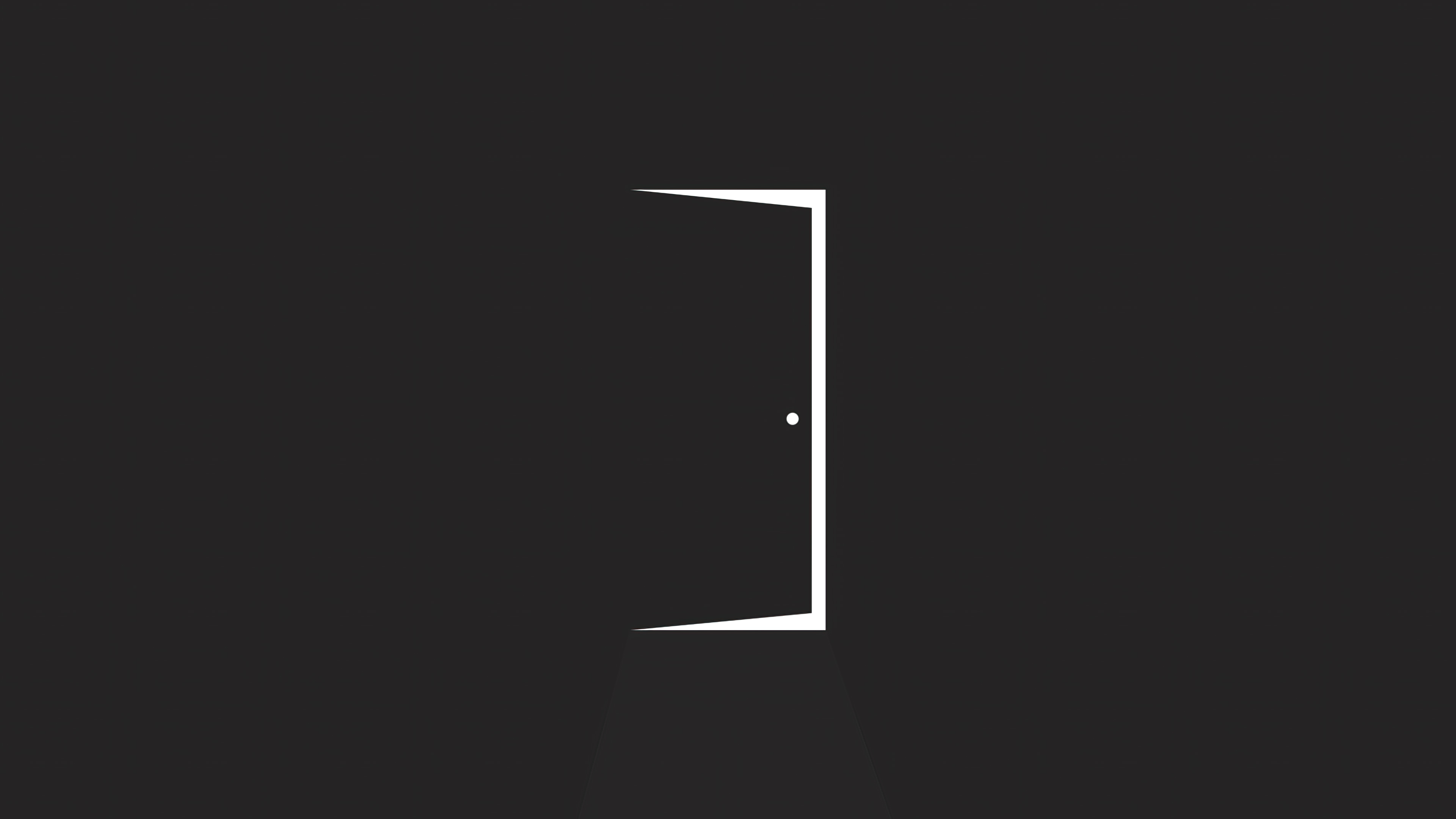 Minimalist white door on a dark background HD Wallpaper