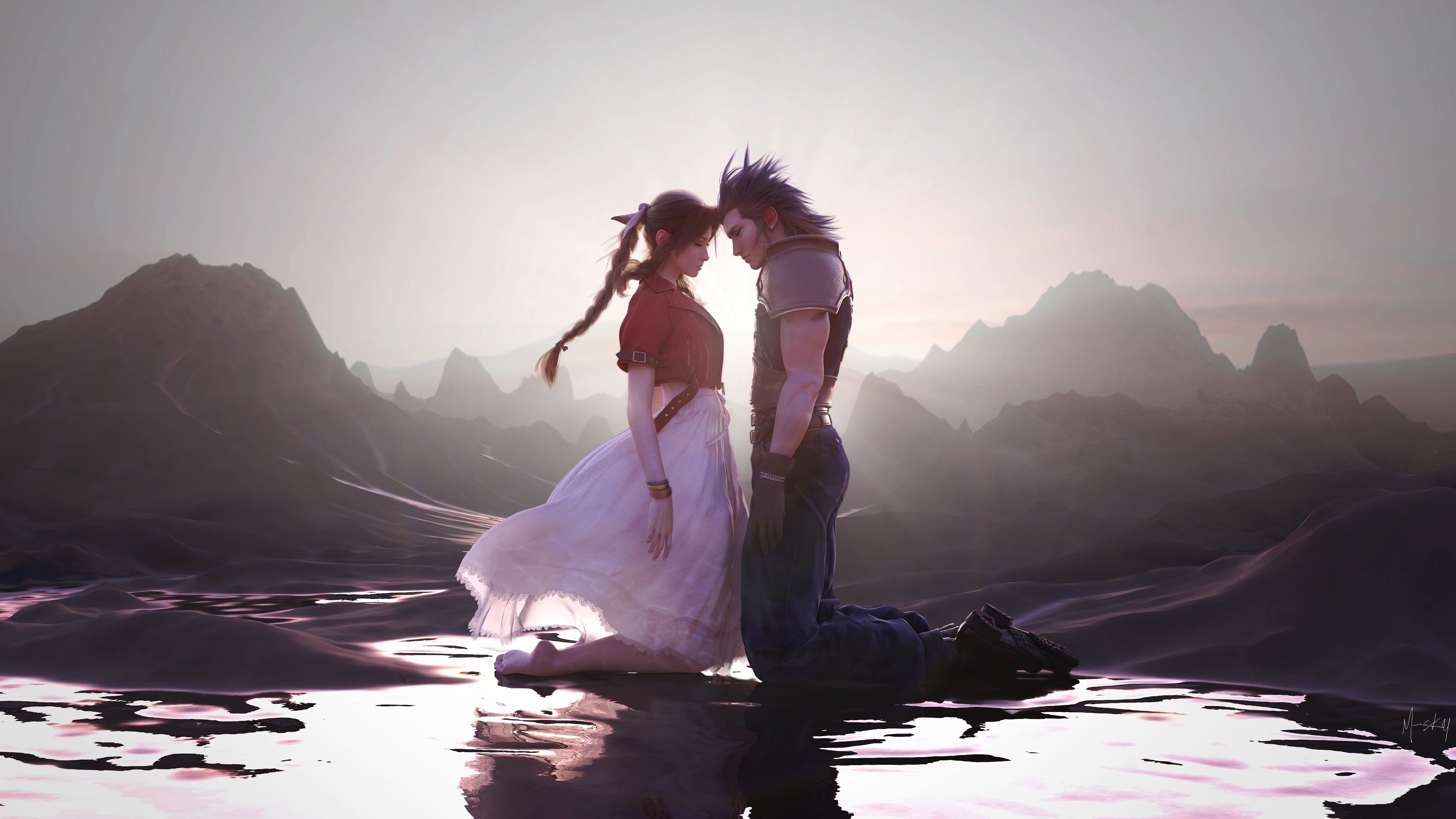 Aerith and Zack from Final Fantasy VII HD Wallpaper