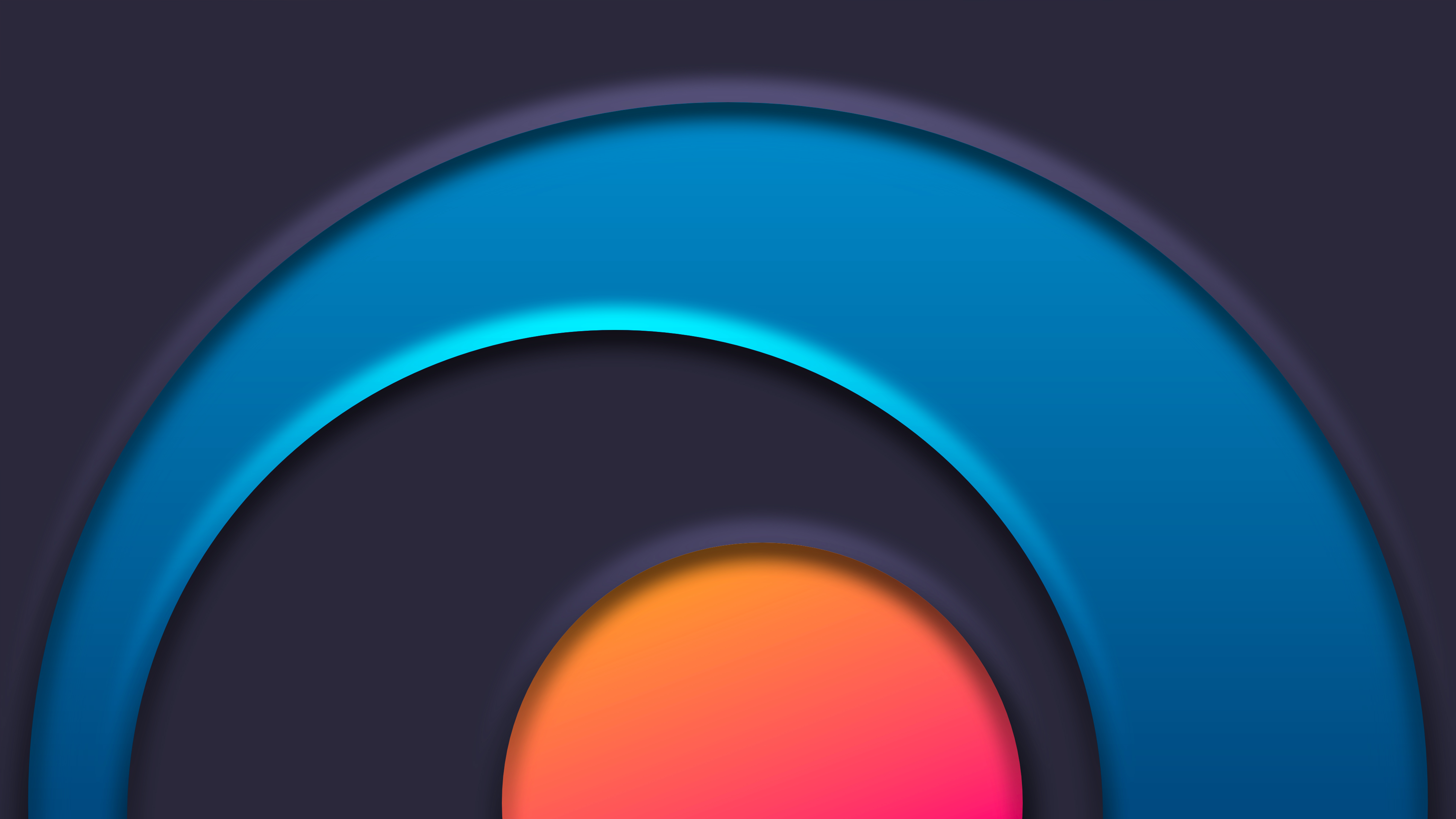 Abstract digital art with blue and orange circles HD Wallpaper