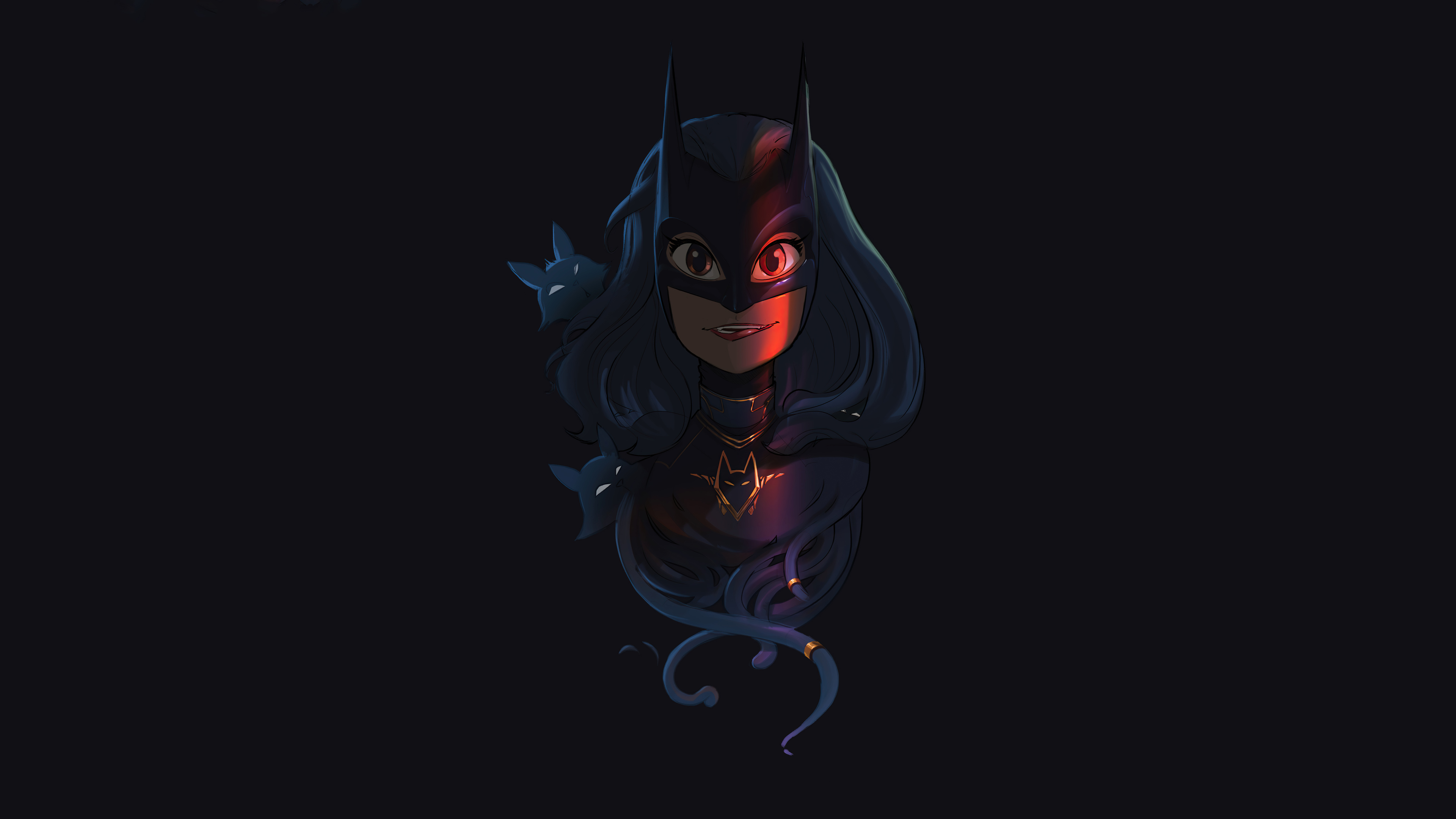 Catwoman artwork with bat-like creatures HD Wallpaper
