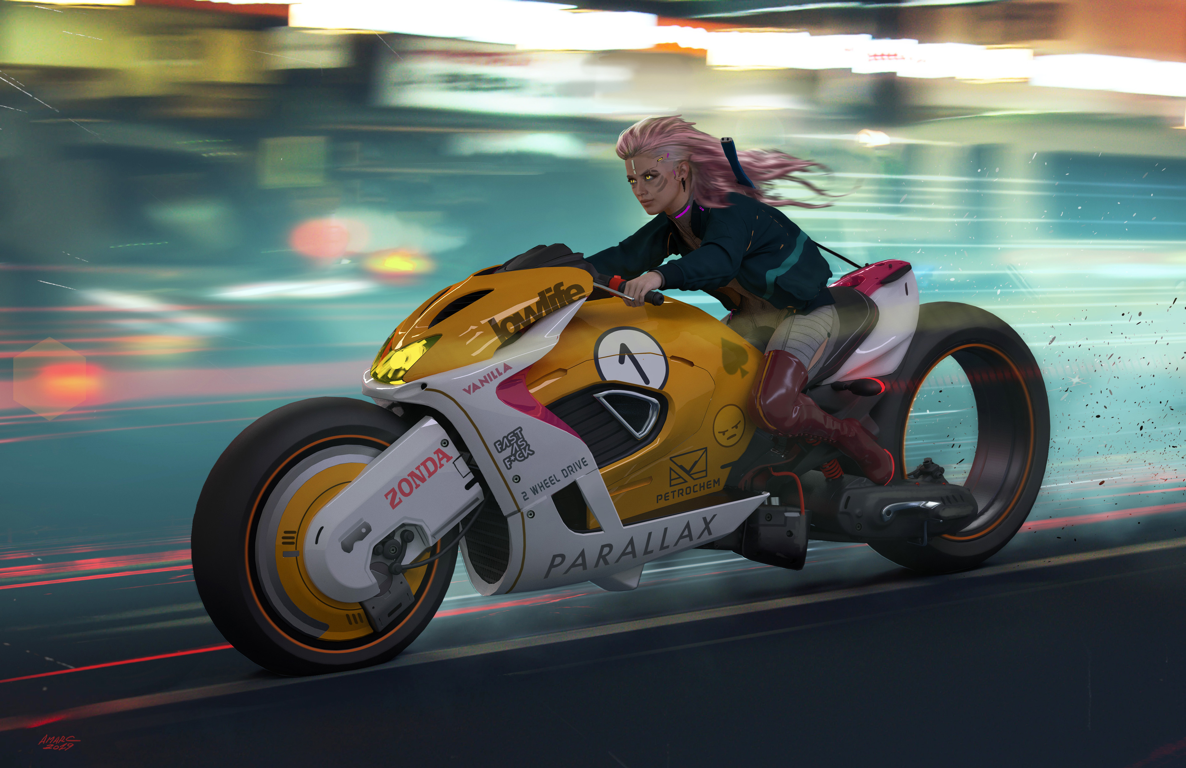 Cyberpunk 2077 Futuristic Motorcycle Chase Artwork HD Wallpaper