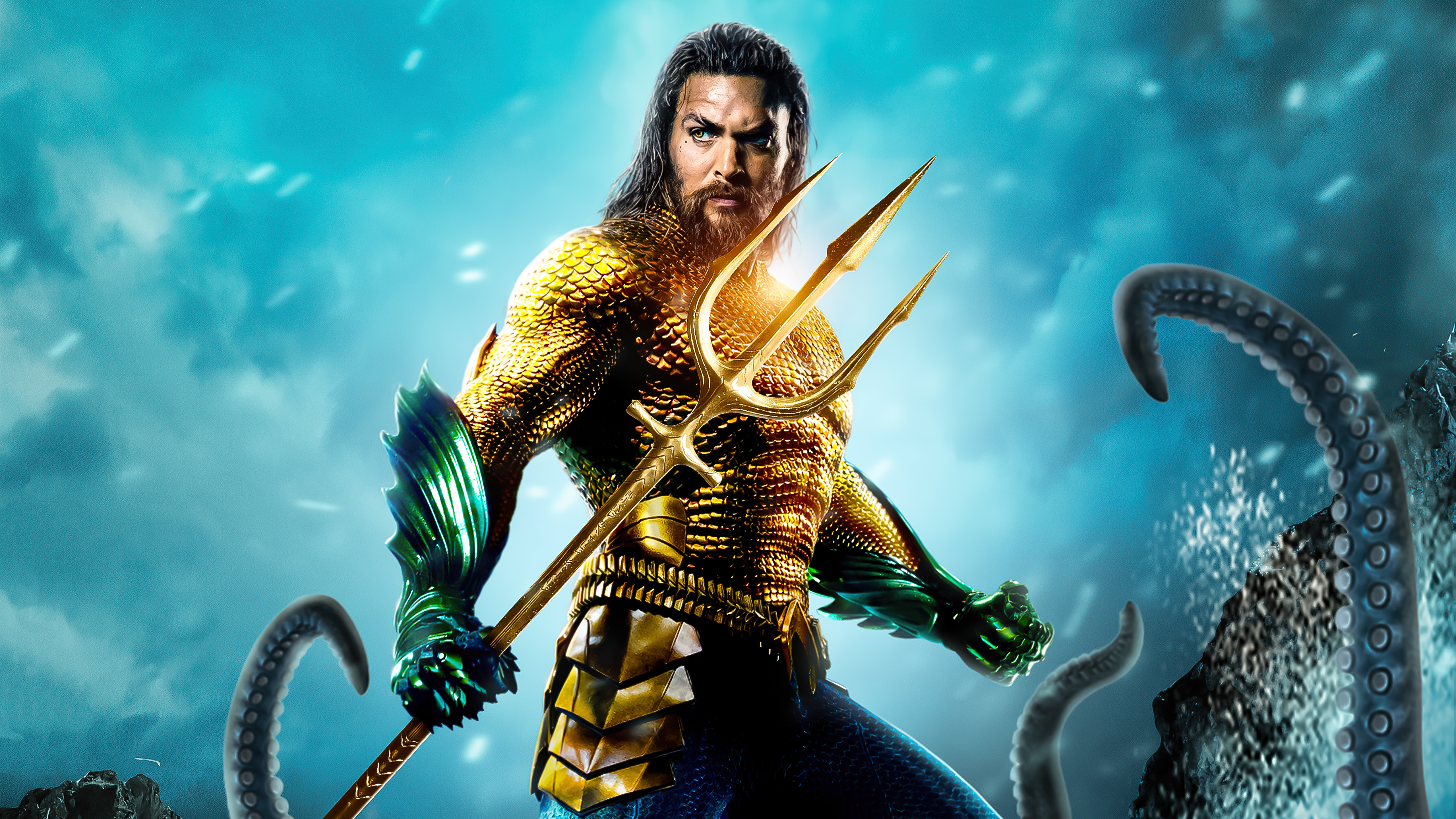 Aquaman from DC Comics holding a trident HD Wallpaper
