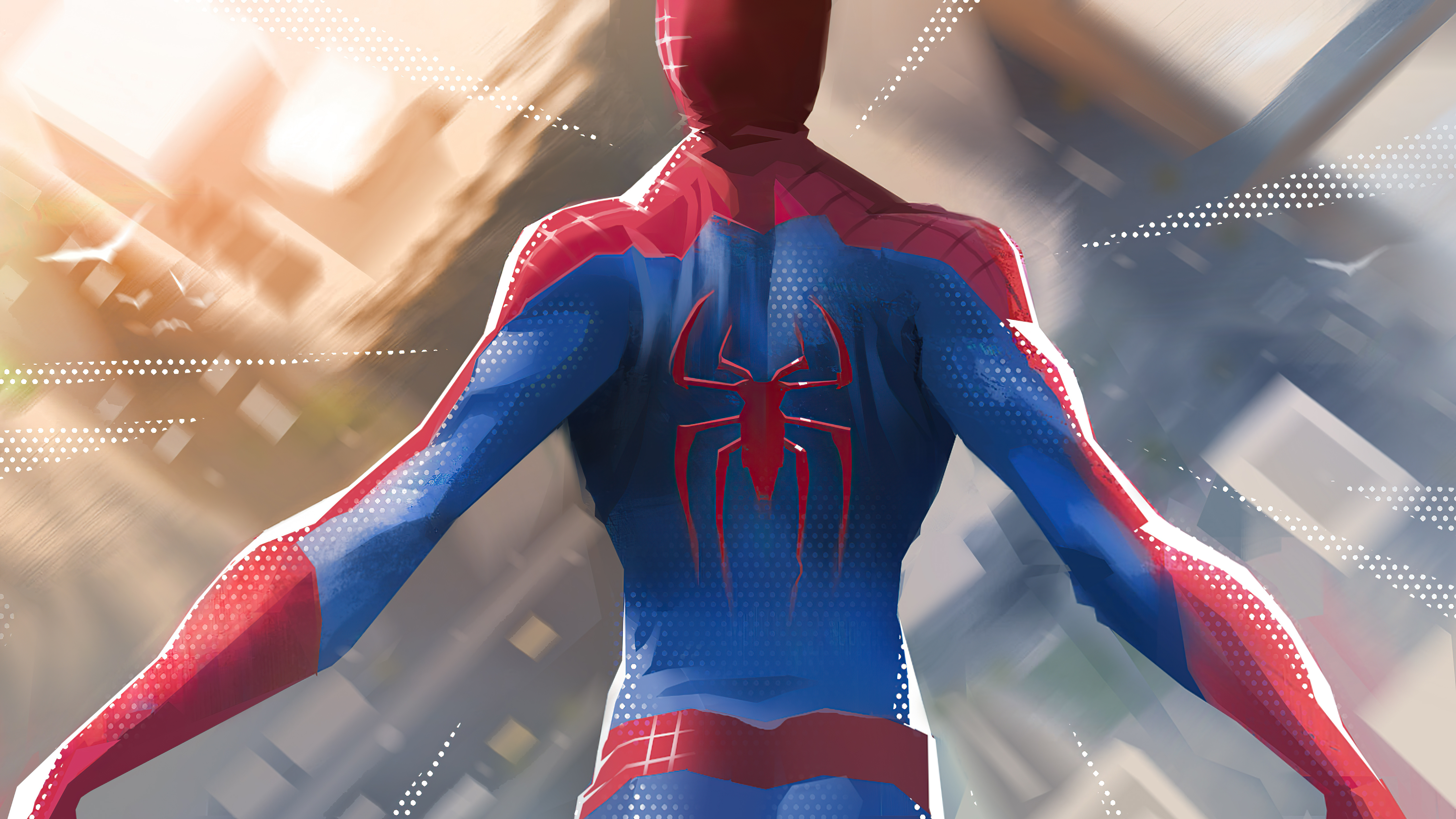 Spider-Man artwork from behind HD Wallpaper