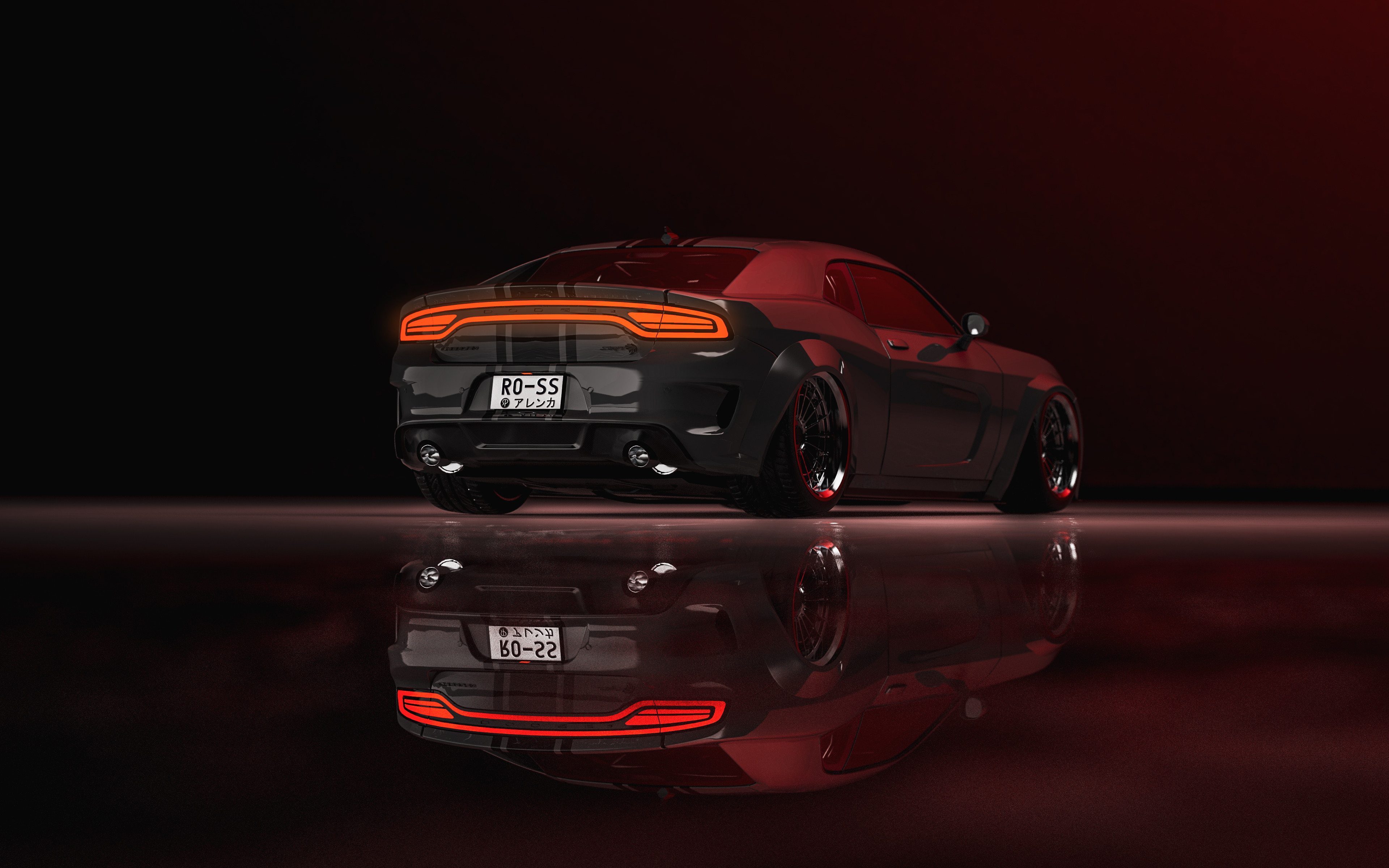 Dodge Charger with custom license plate in artistic lighting HD Wallpaper