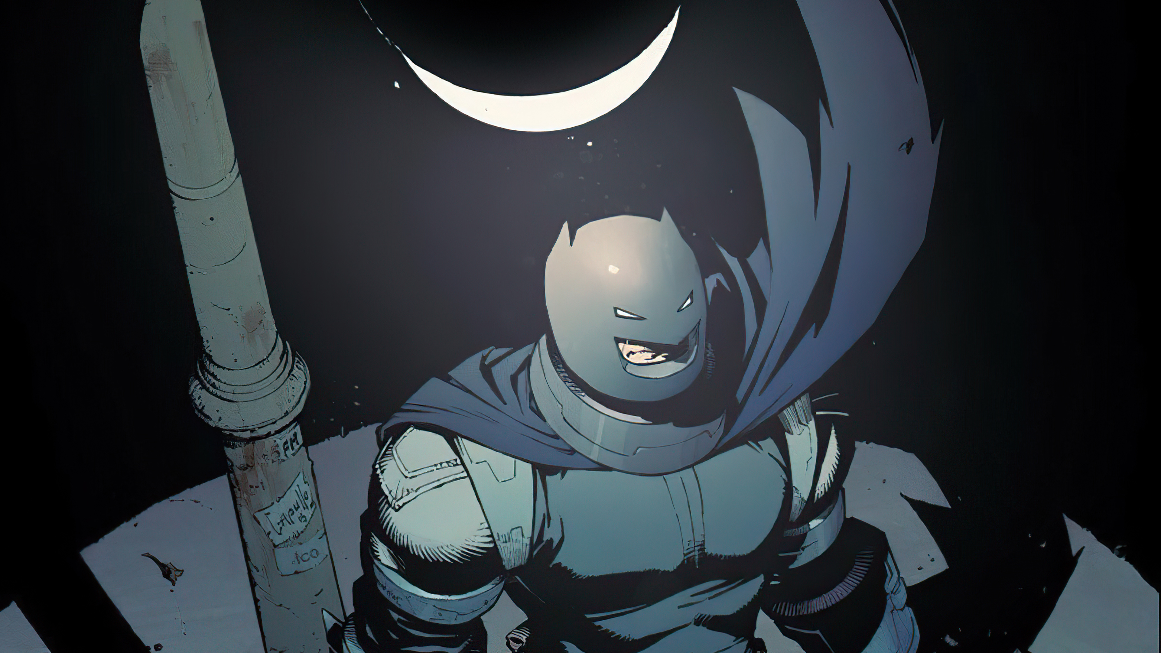 Batman in armored suit with crescent moon HD Wallpaper