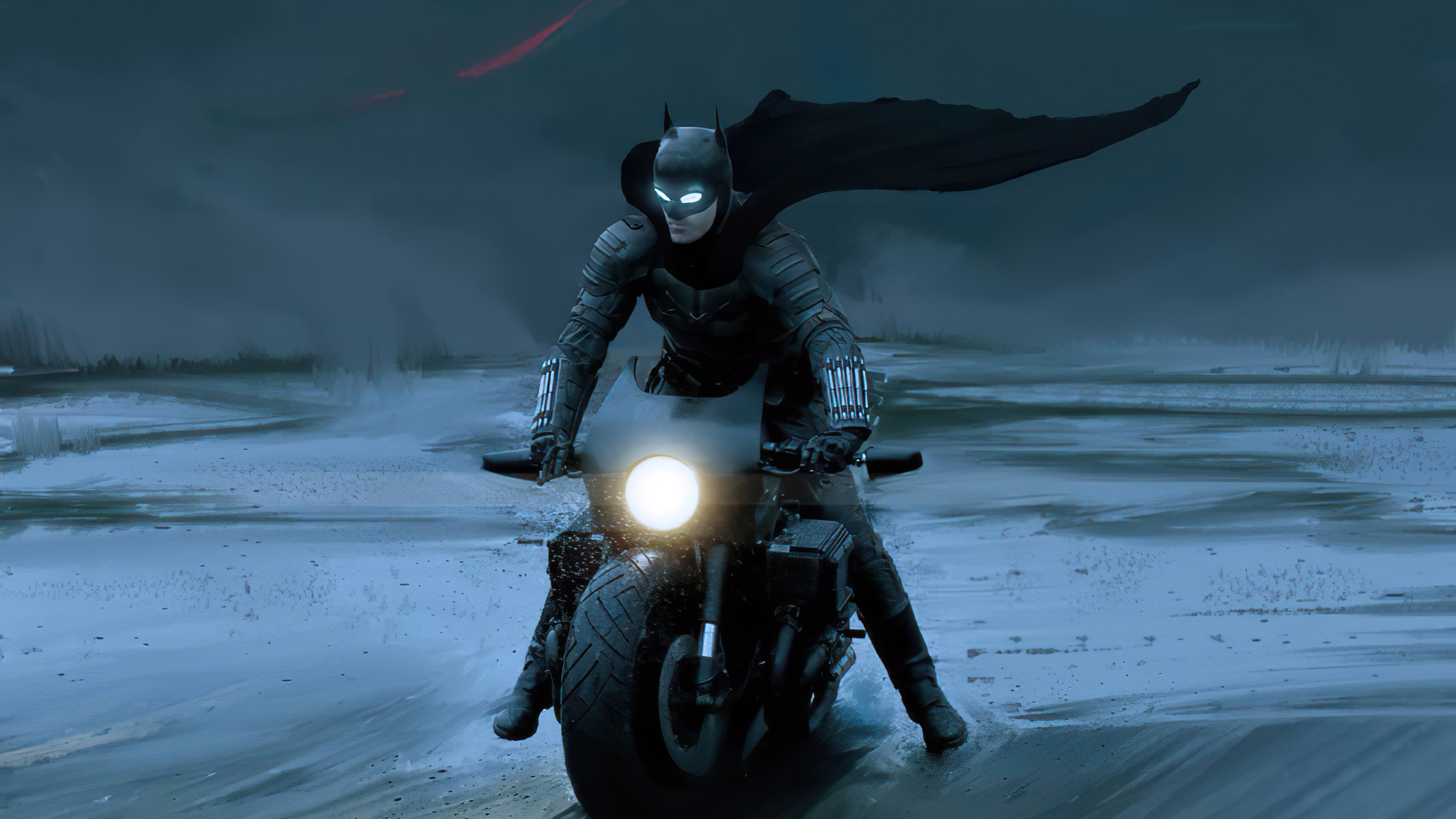 The Batman on a motorcycle HD Wallpaper