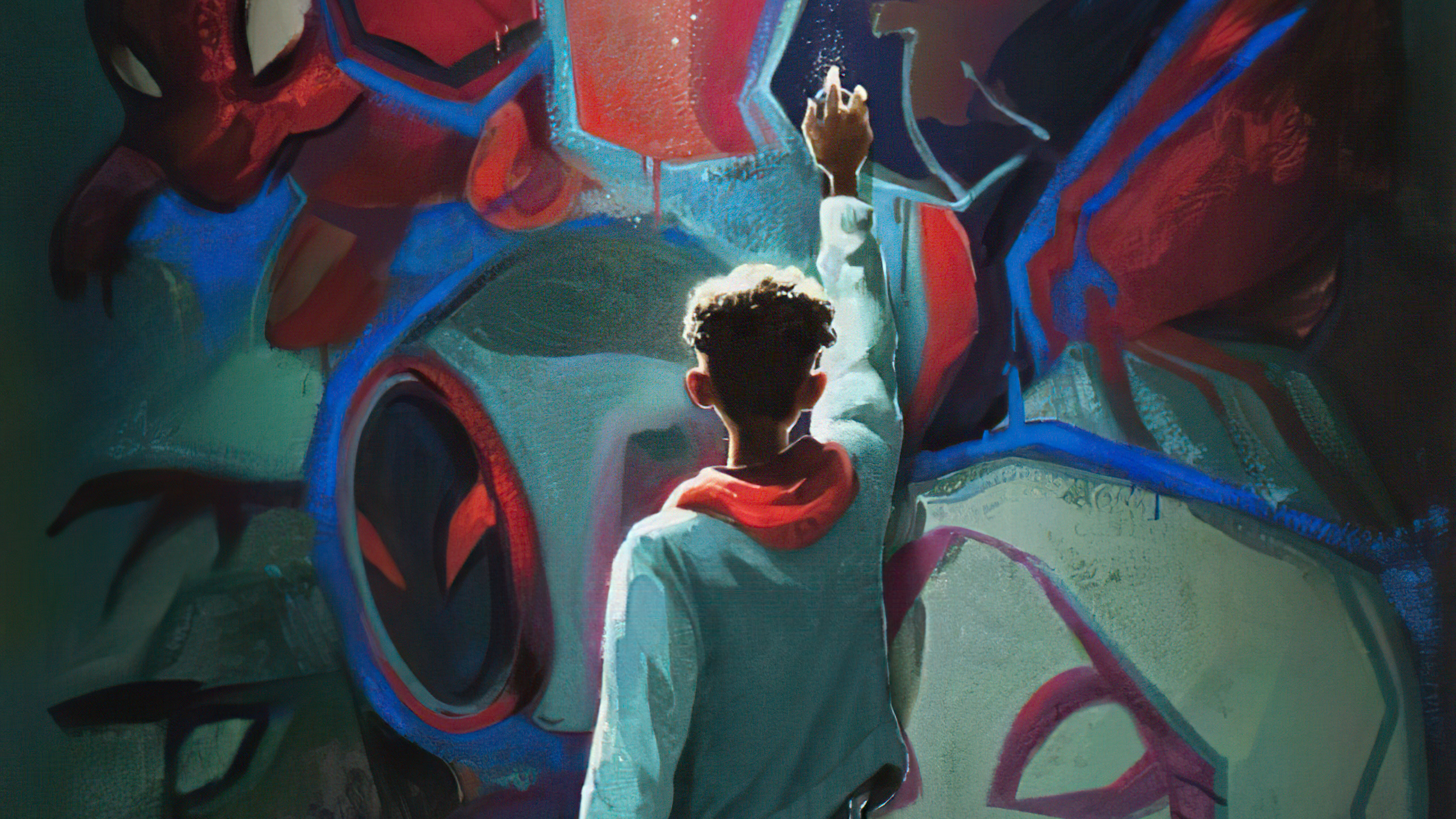Miles Morales painting Spider-Man artwork HD Wallpaper
