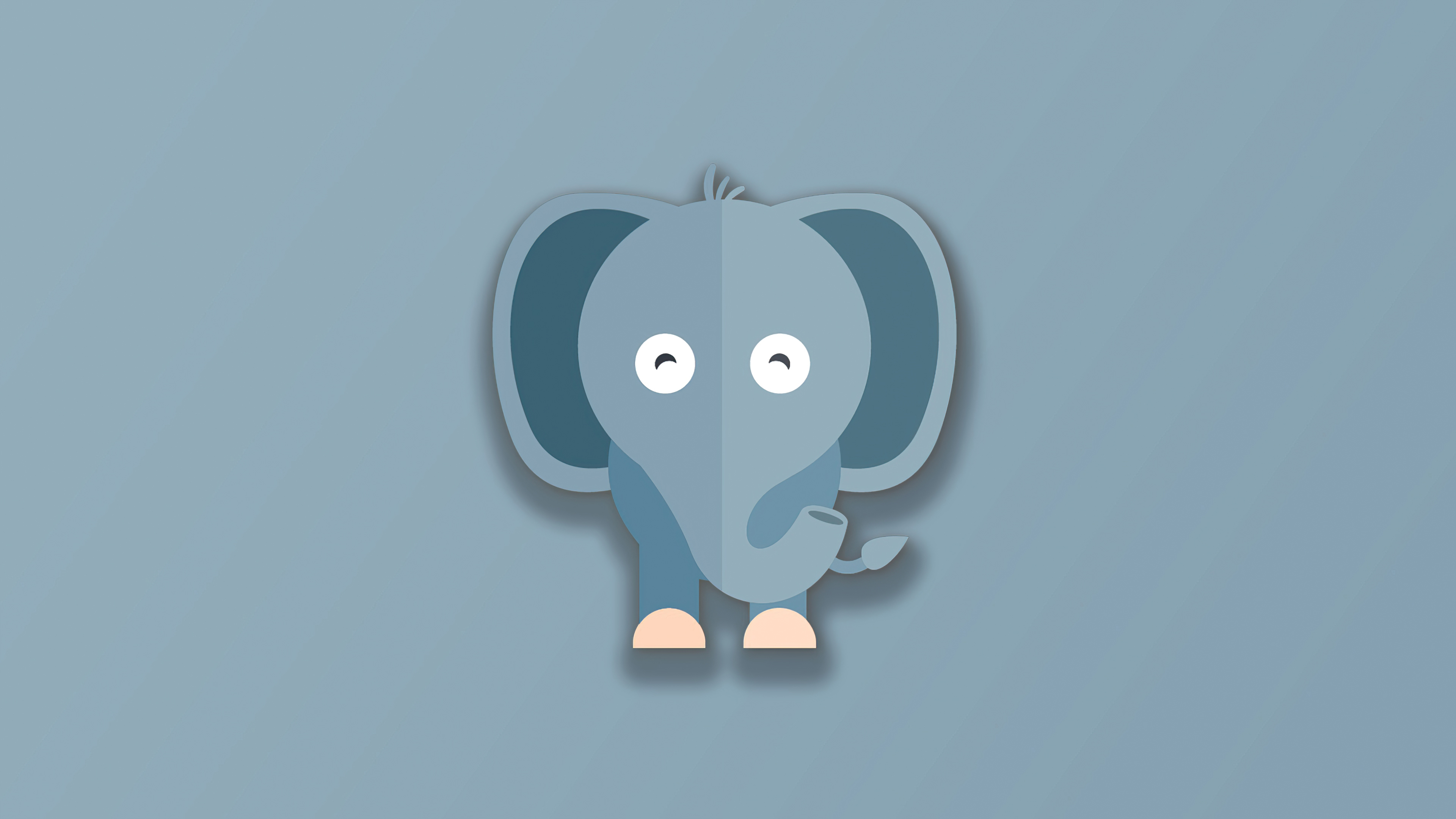 Minimalist digital art of a blue elephant HD Wallpaper