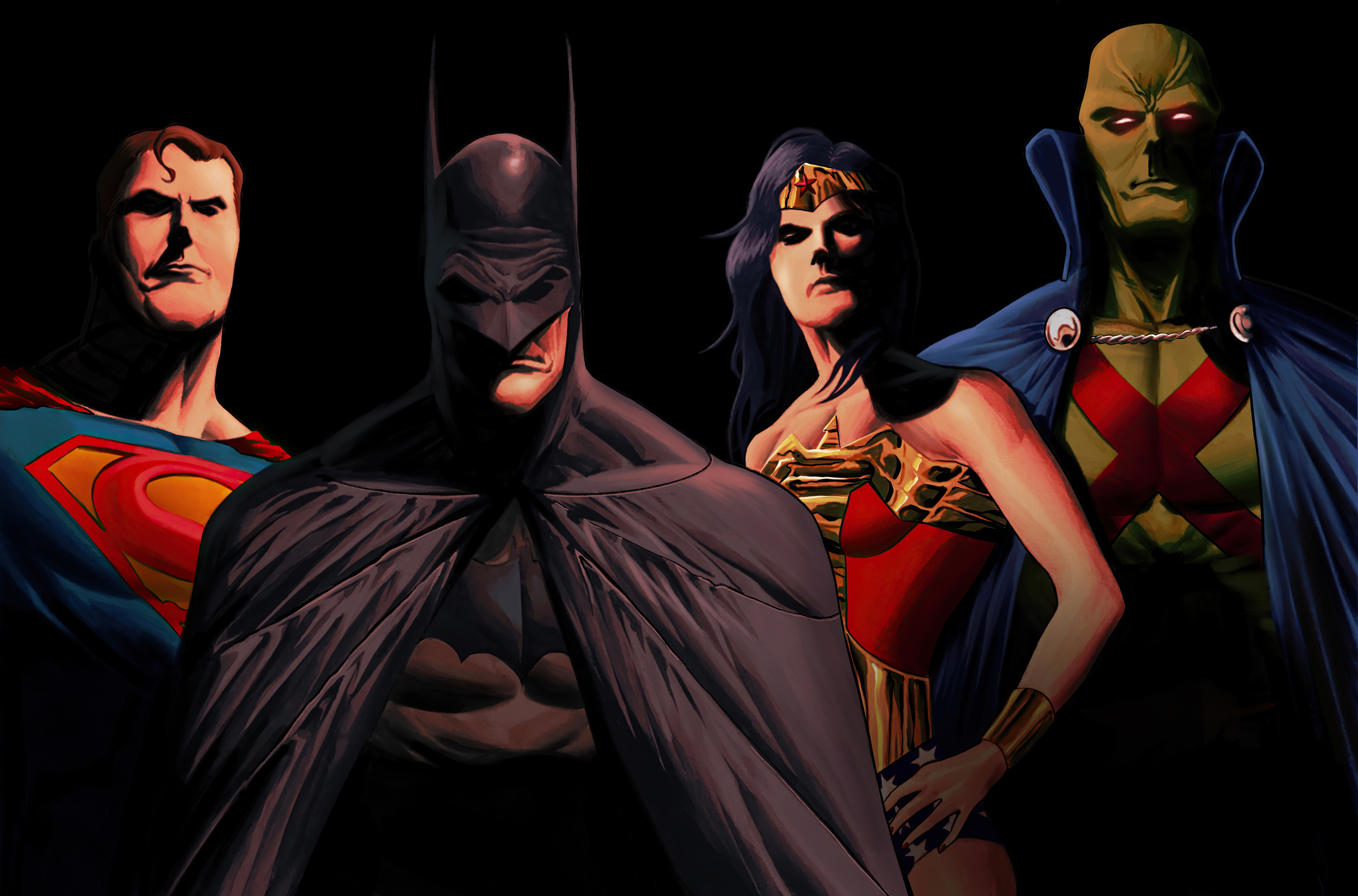 Superman, Batman, Wonder Woman, and Martian Manhunter HD Wallpaper