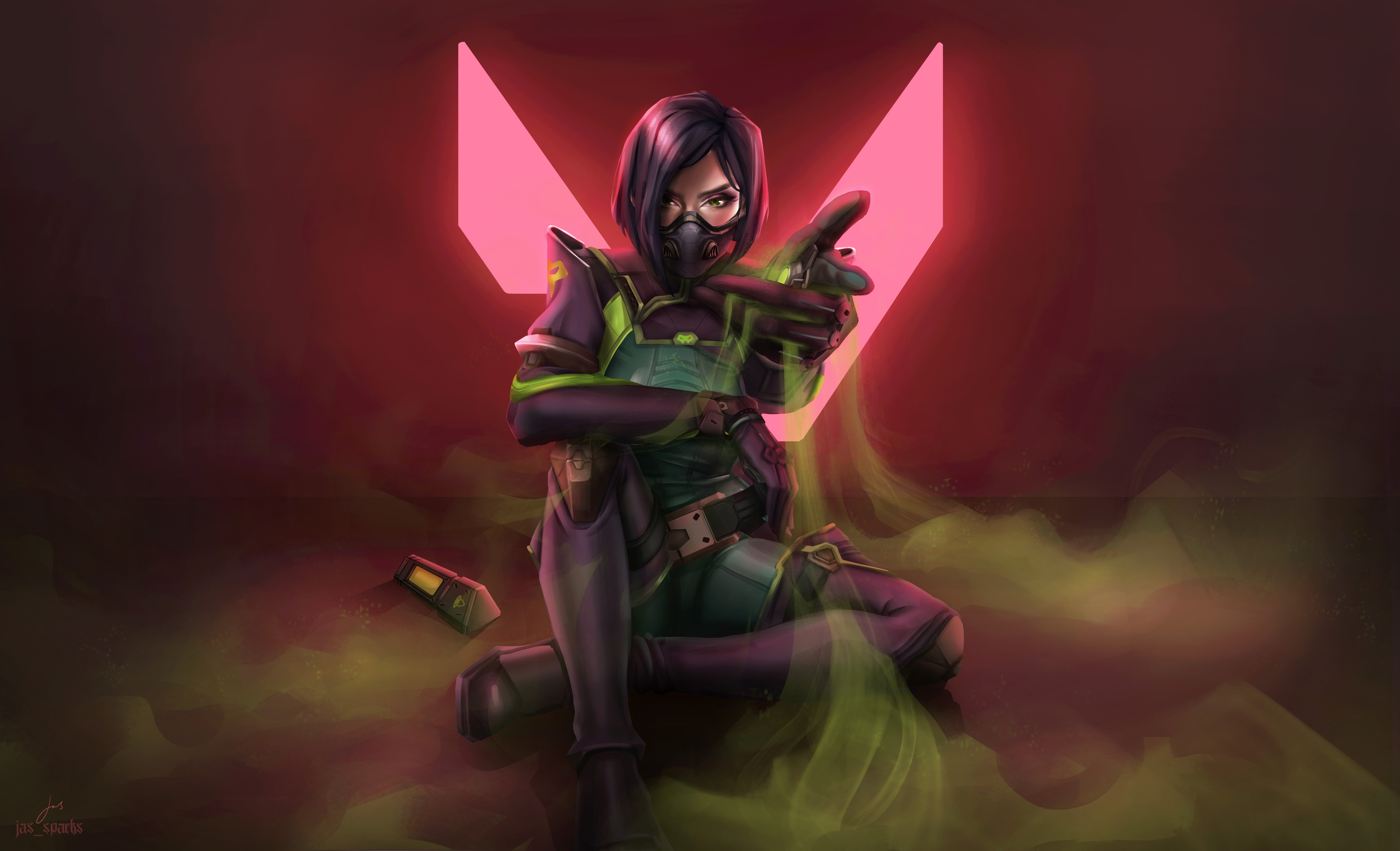 Viper from Valorant with pink logo and smoke HD Wallpaper