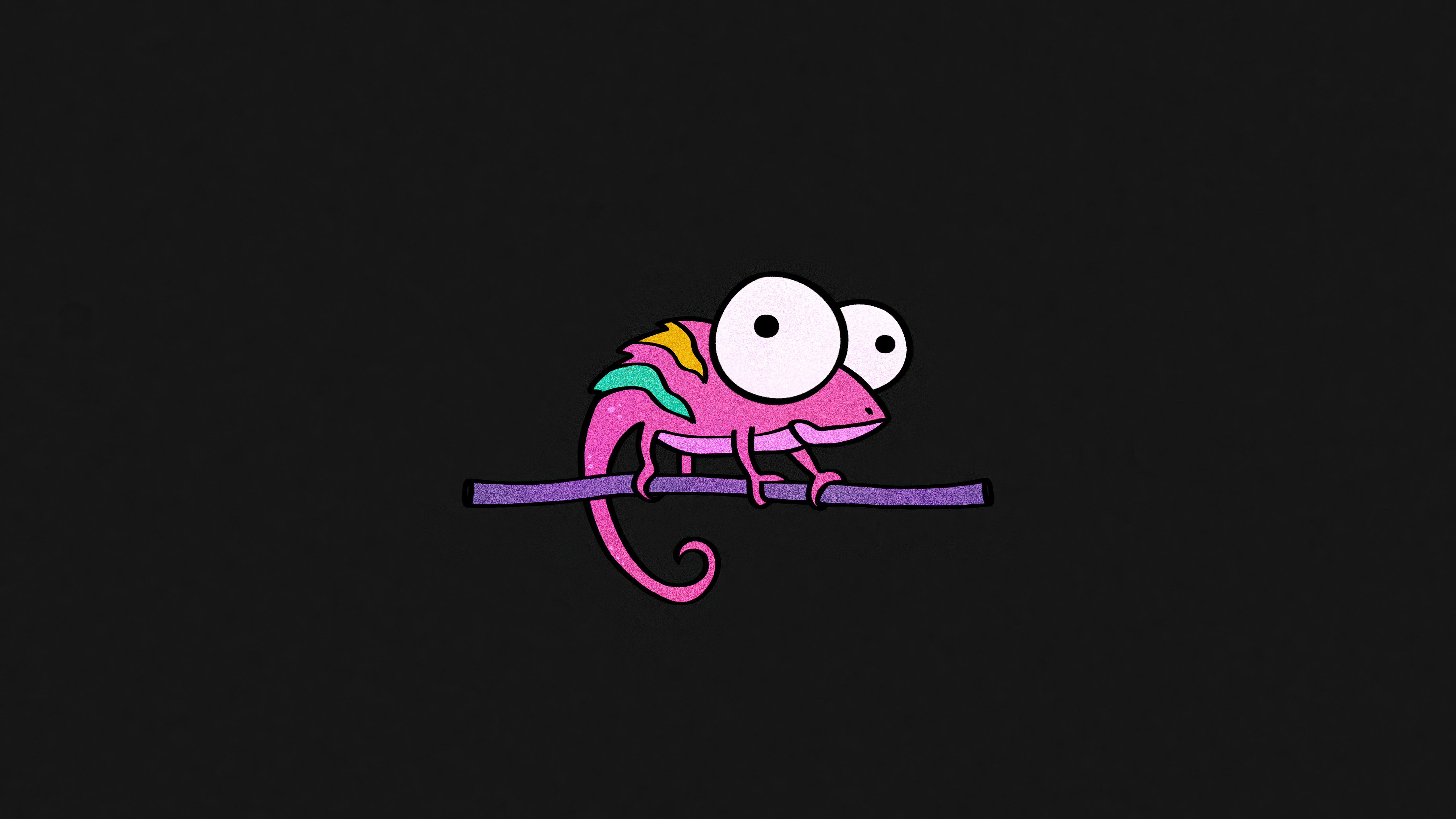 Minimalist digital art of a pink chameleon on a branch HD Wallpaper