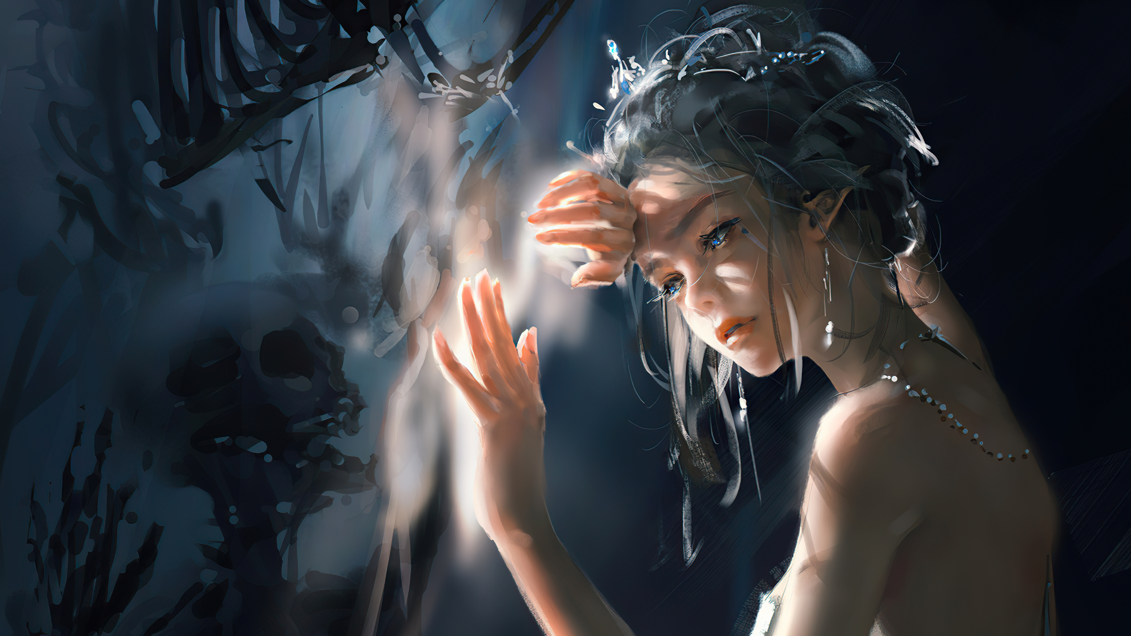 Artwork of a queen with a skull HD Wallpaper
