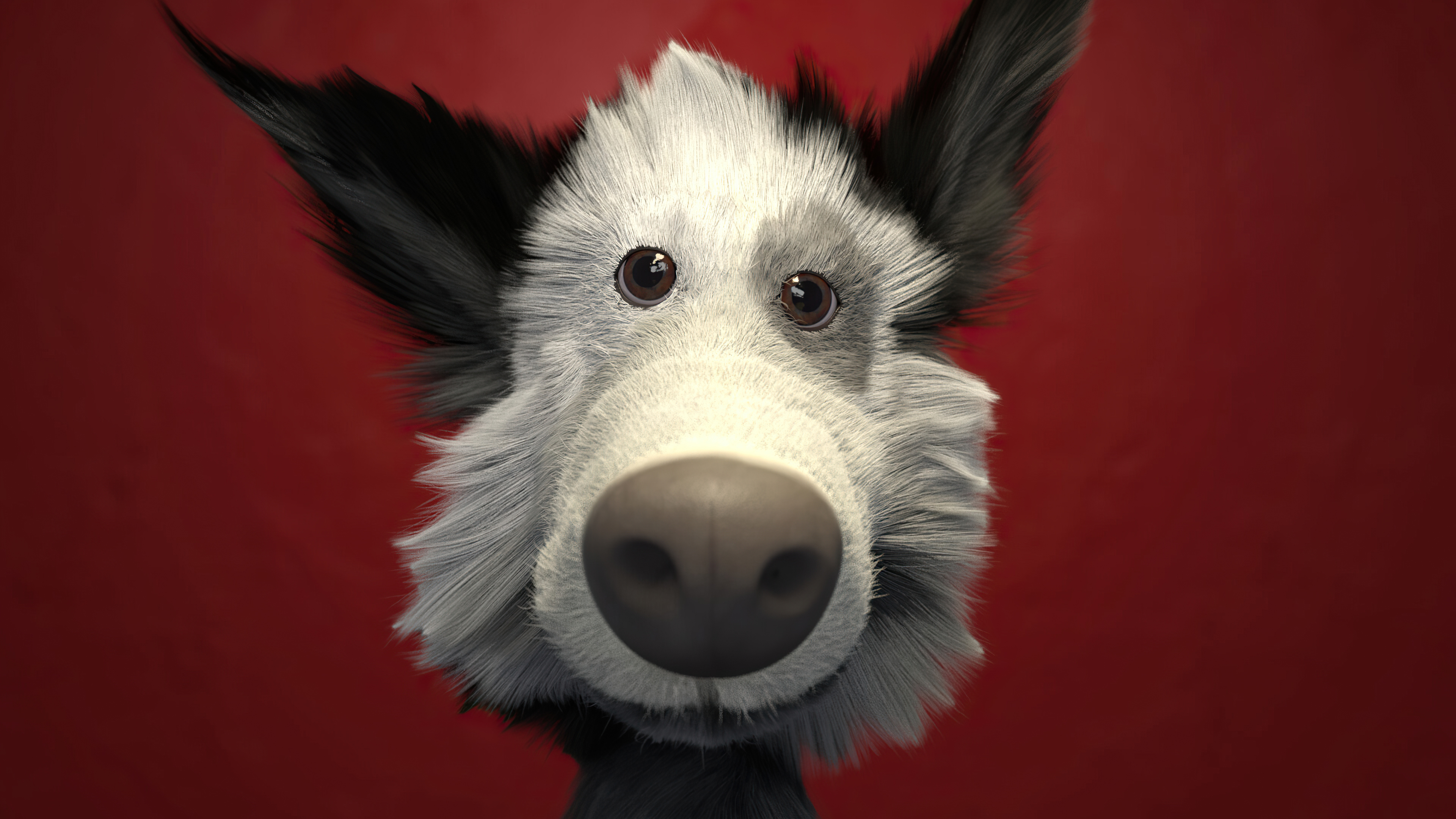 Close-up 3D artwork of a dog's face HD Wallpaper