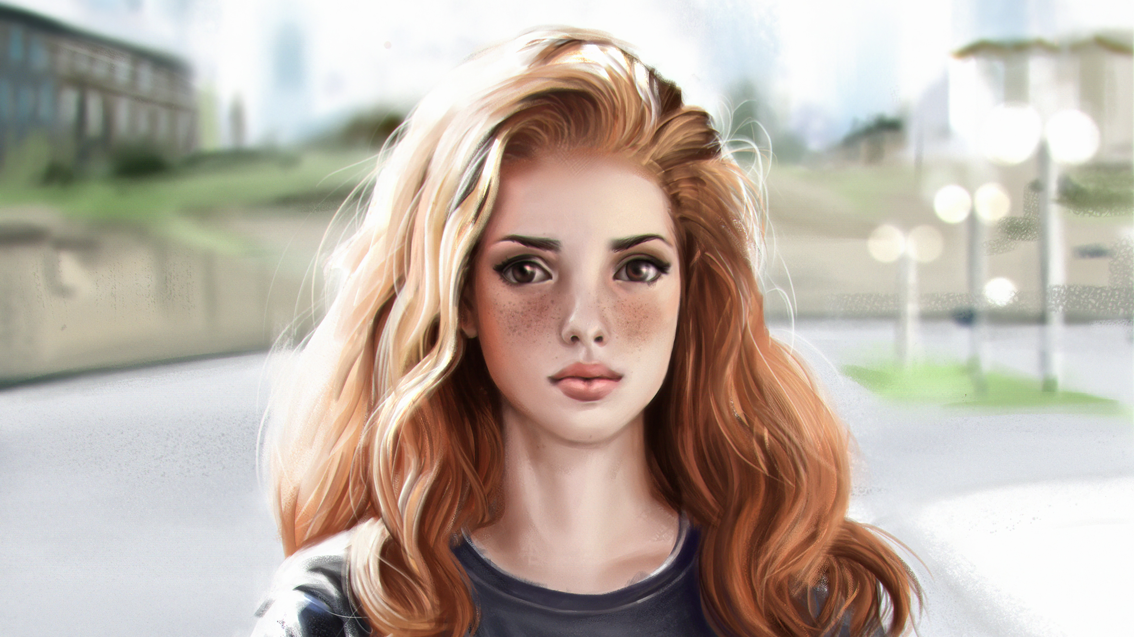 Redhead woman artwork HD Wallpaper