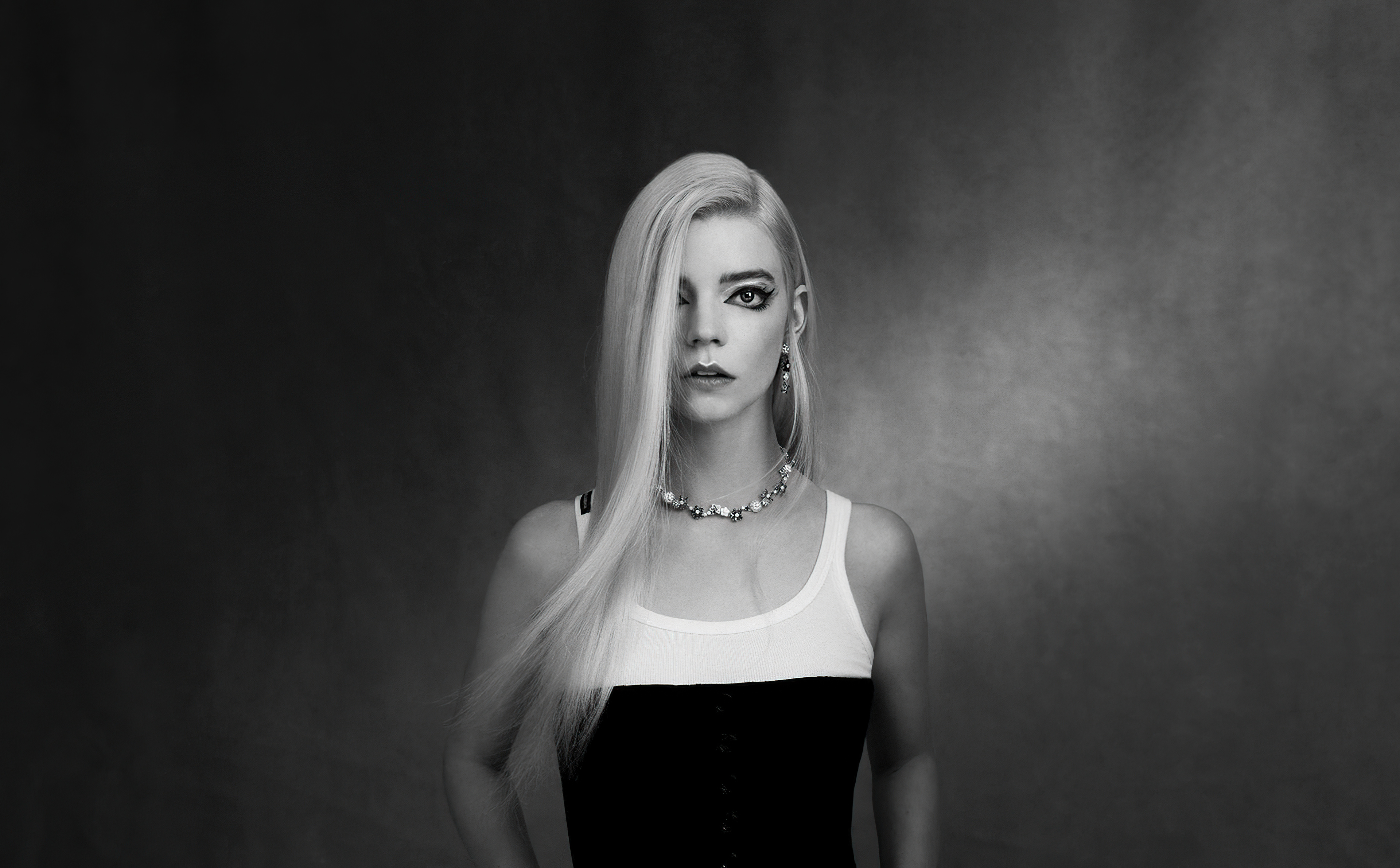 Anya Taylor-Joy in Monochrome HD Wallpaper