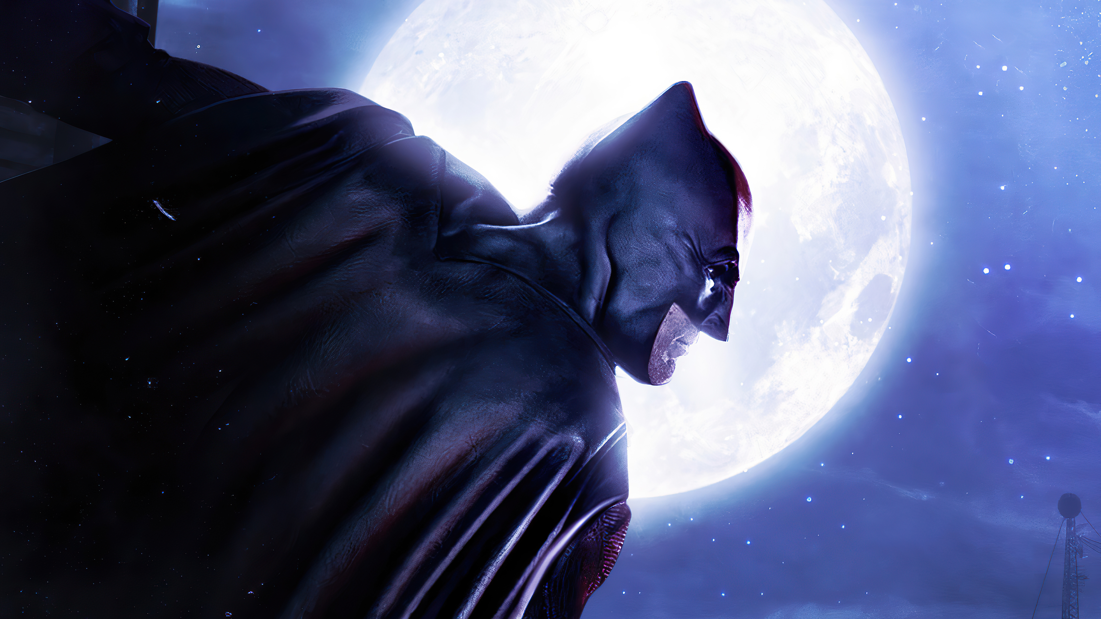 Batman in front of the moon, digital art HD Wallpaper