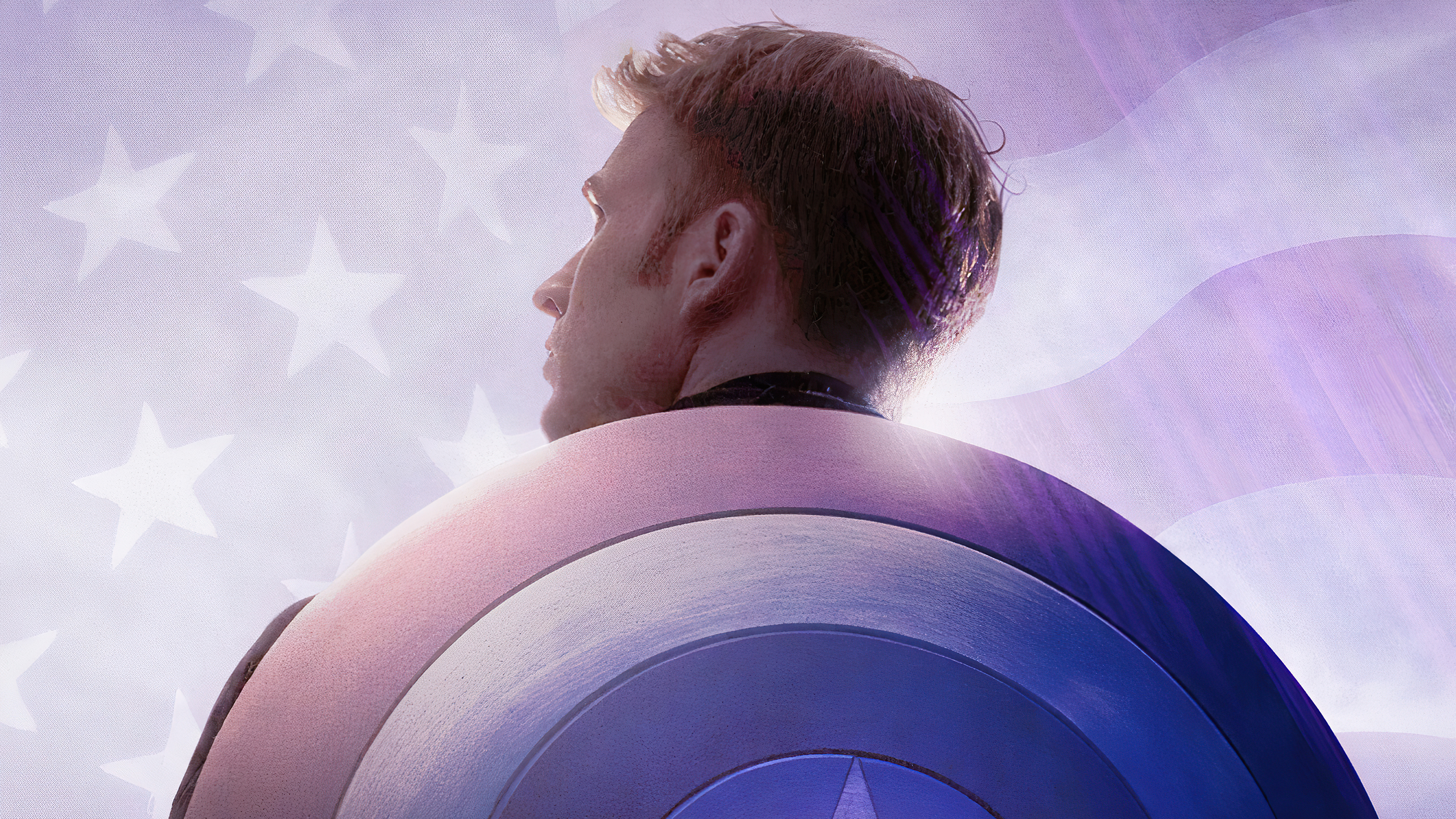 Captain America with Shield and American Flag HD Wallpaper