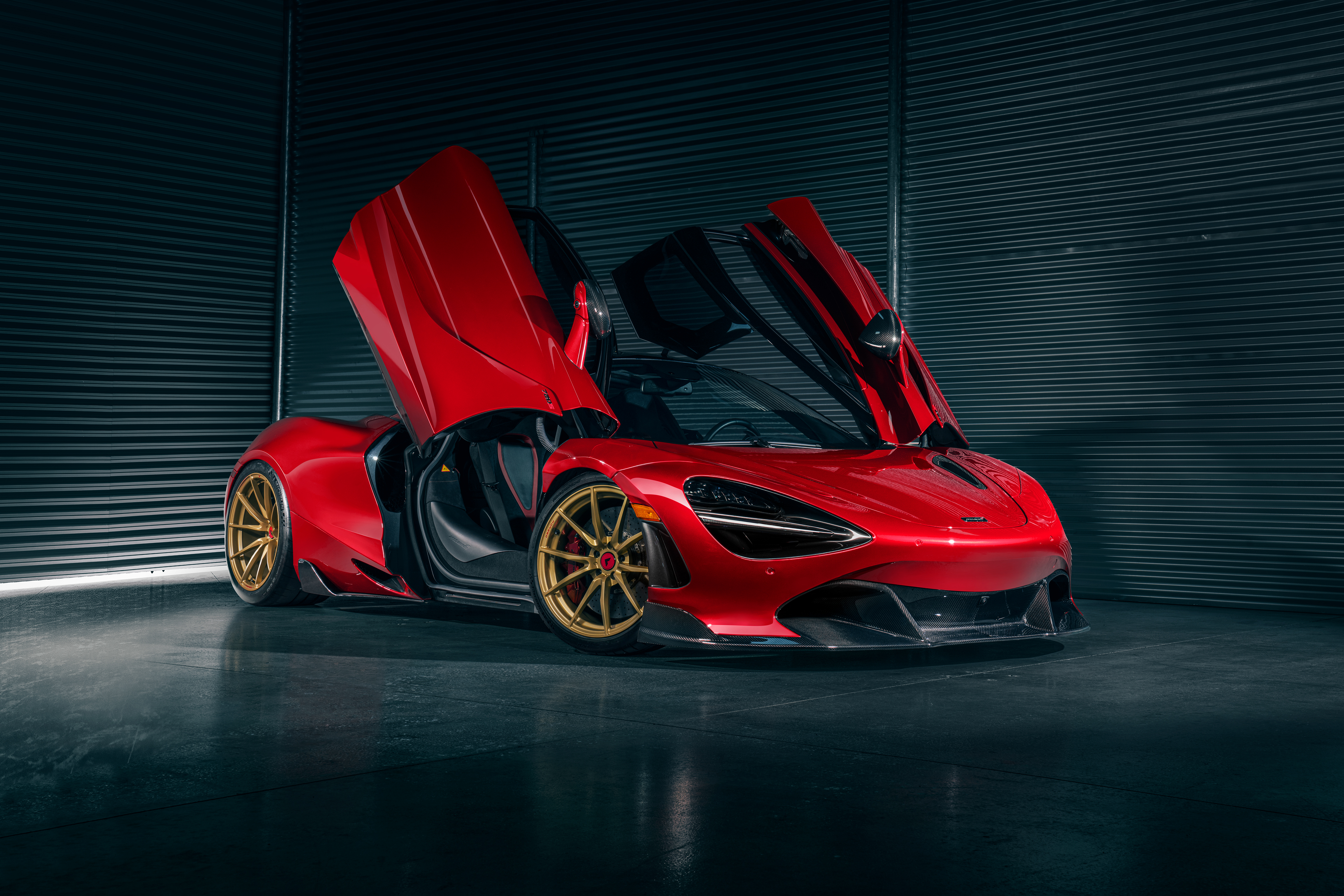 Red McLaren 720S with Butterfly Doors HD Wallpaper