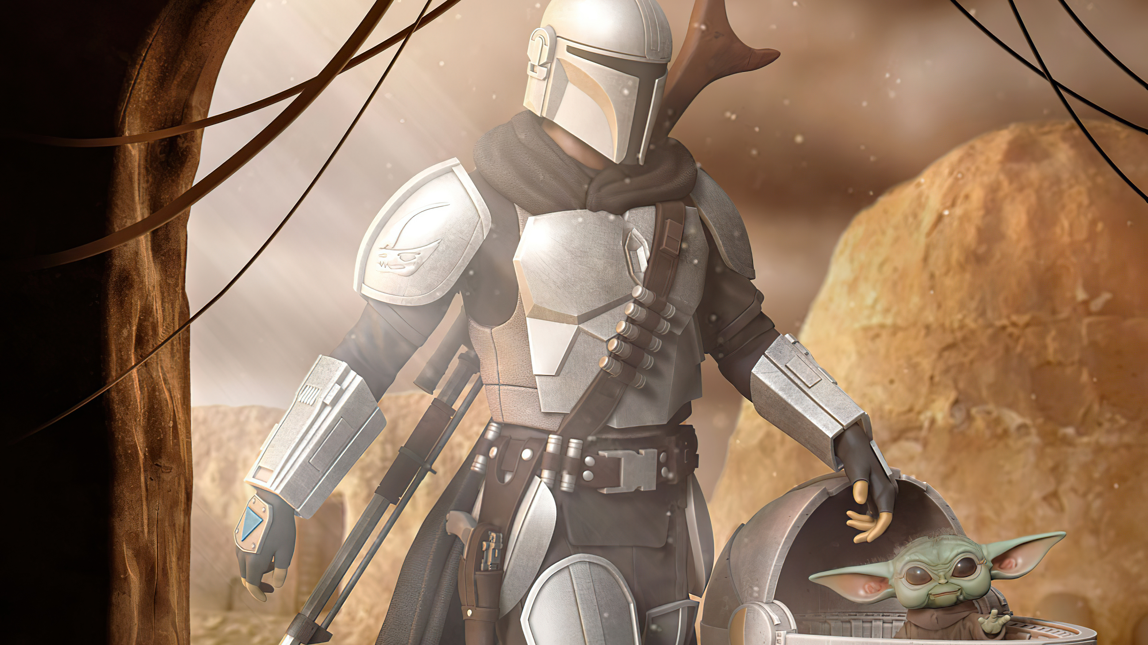 The Mandalorian and Grogu from Star Wars HD Wallpaper