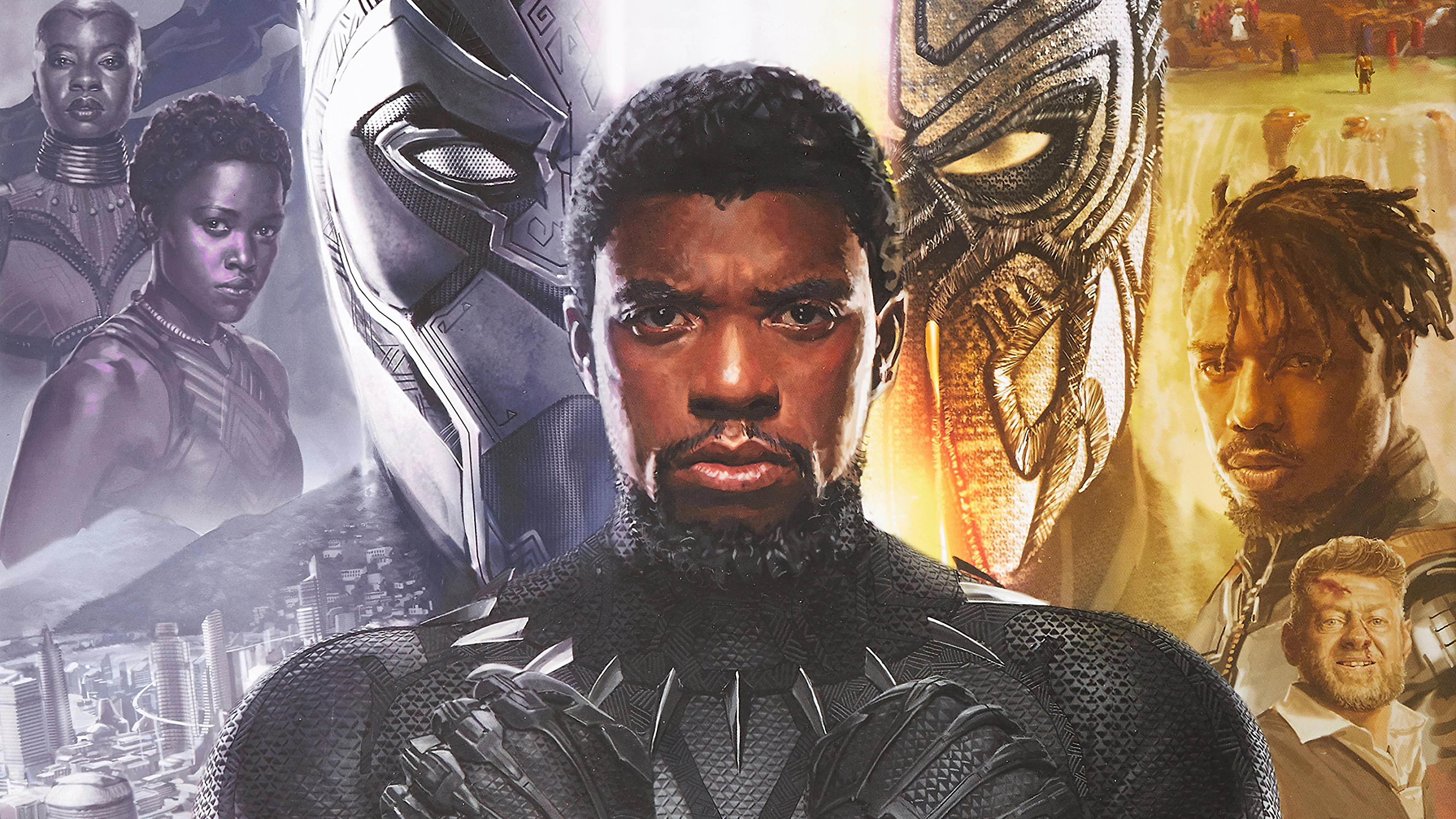 Black Panther characters artwork HD Wallpaper