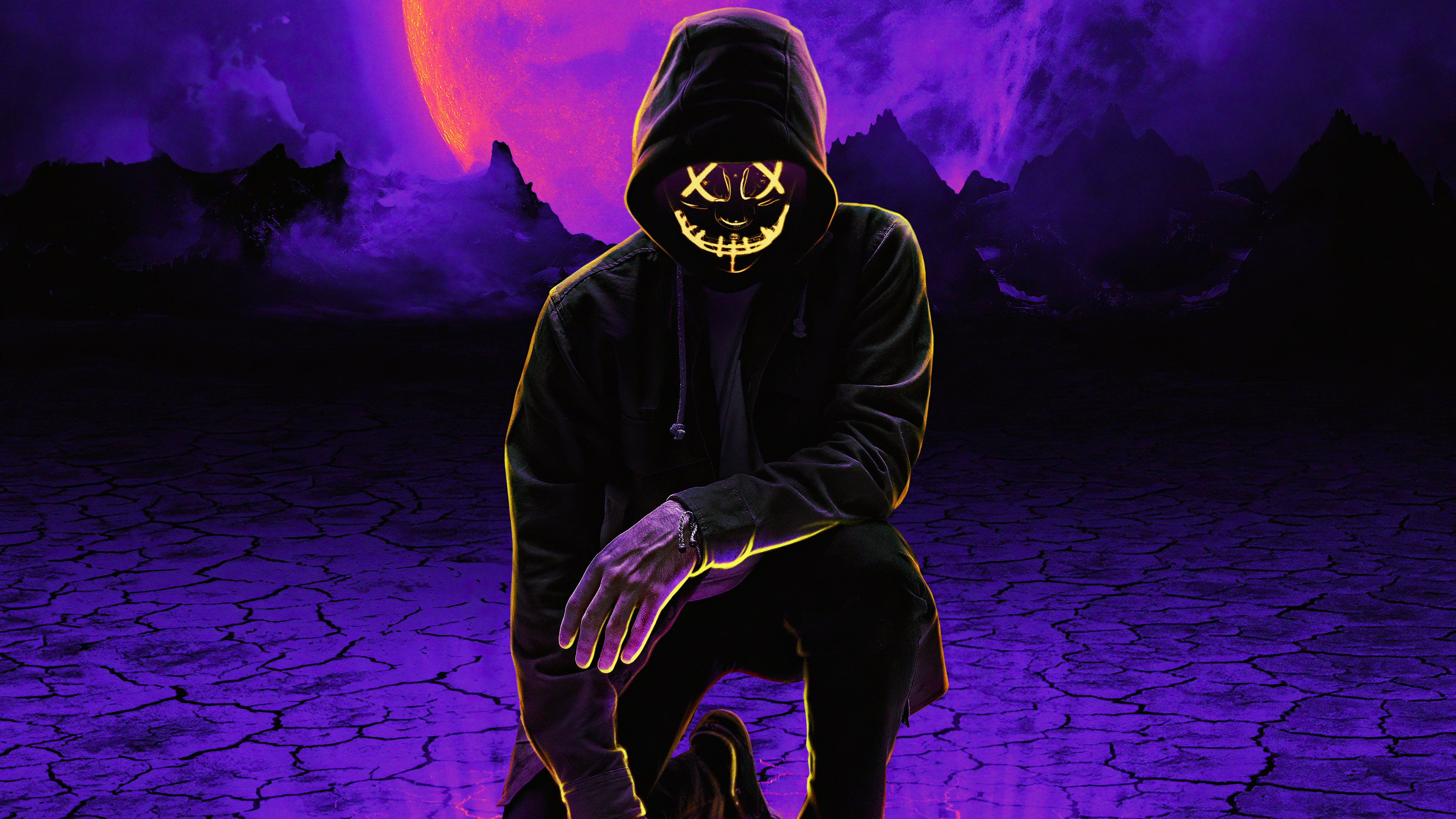 Neon Mask Artwork in Digital Art HD Wallpaper