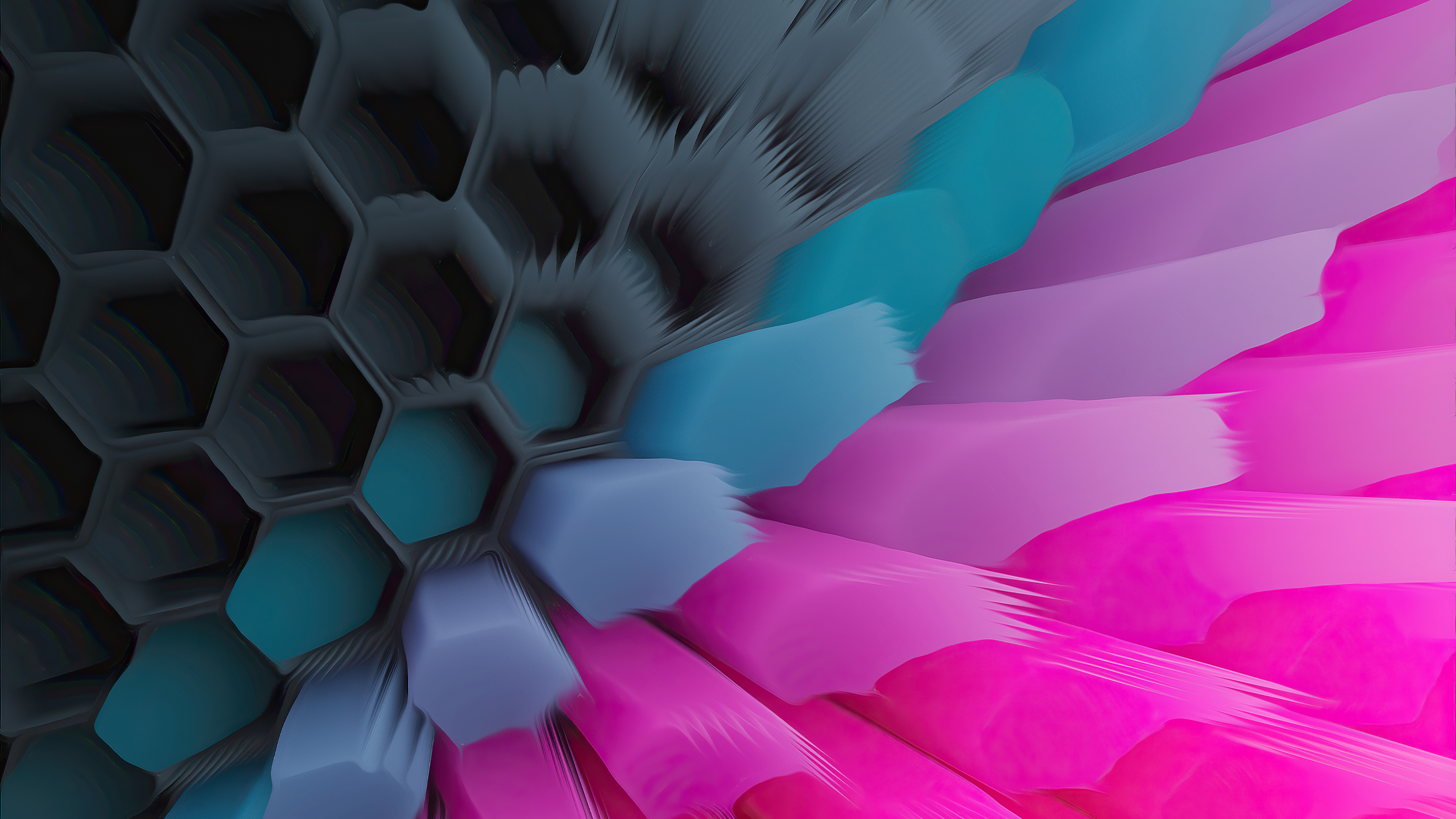 Abstract digital art with hexagonal patterns and vibrant colors HD Wallpaper